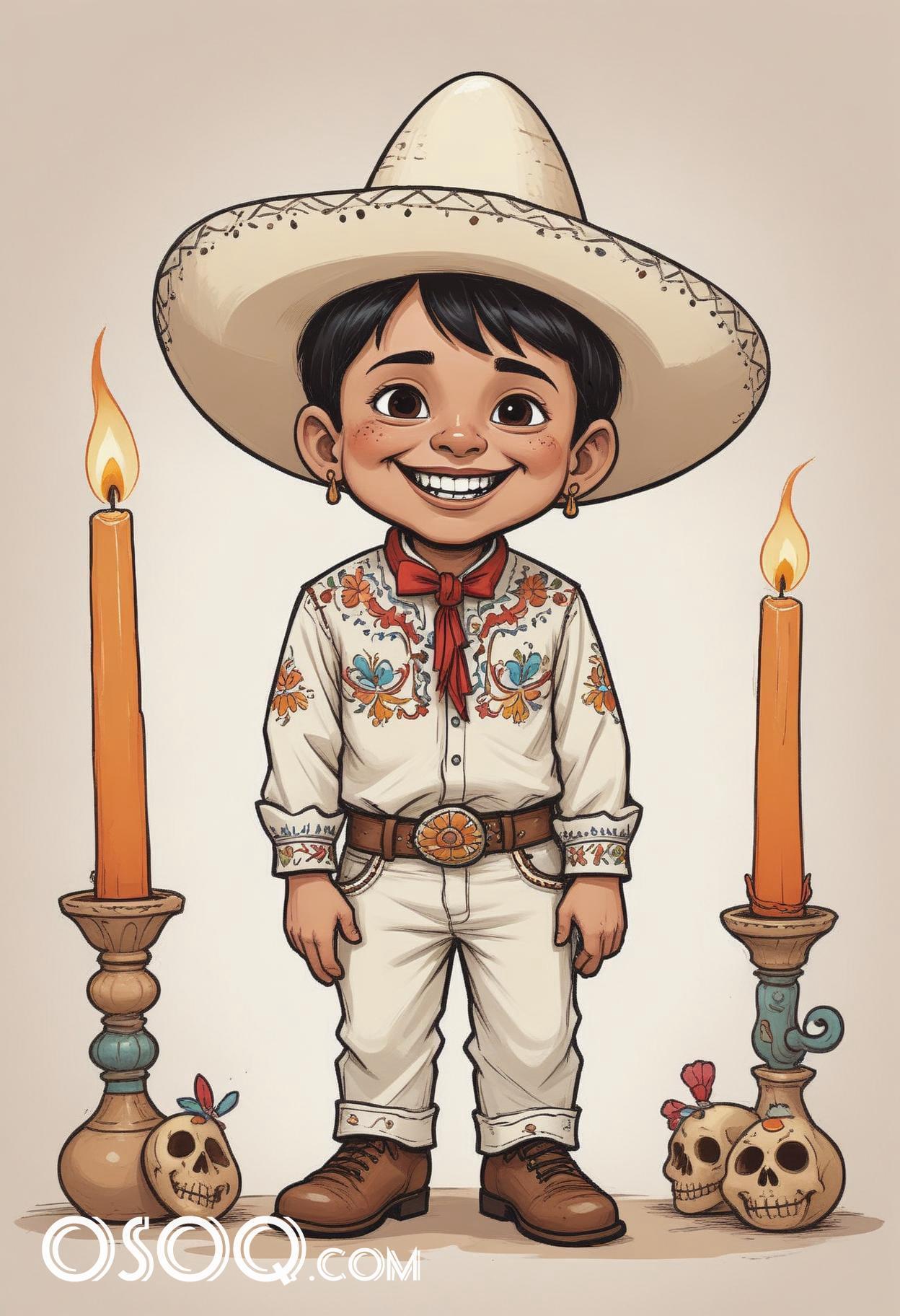 Mexican boy cartoon caricature drawing 11