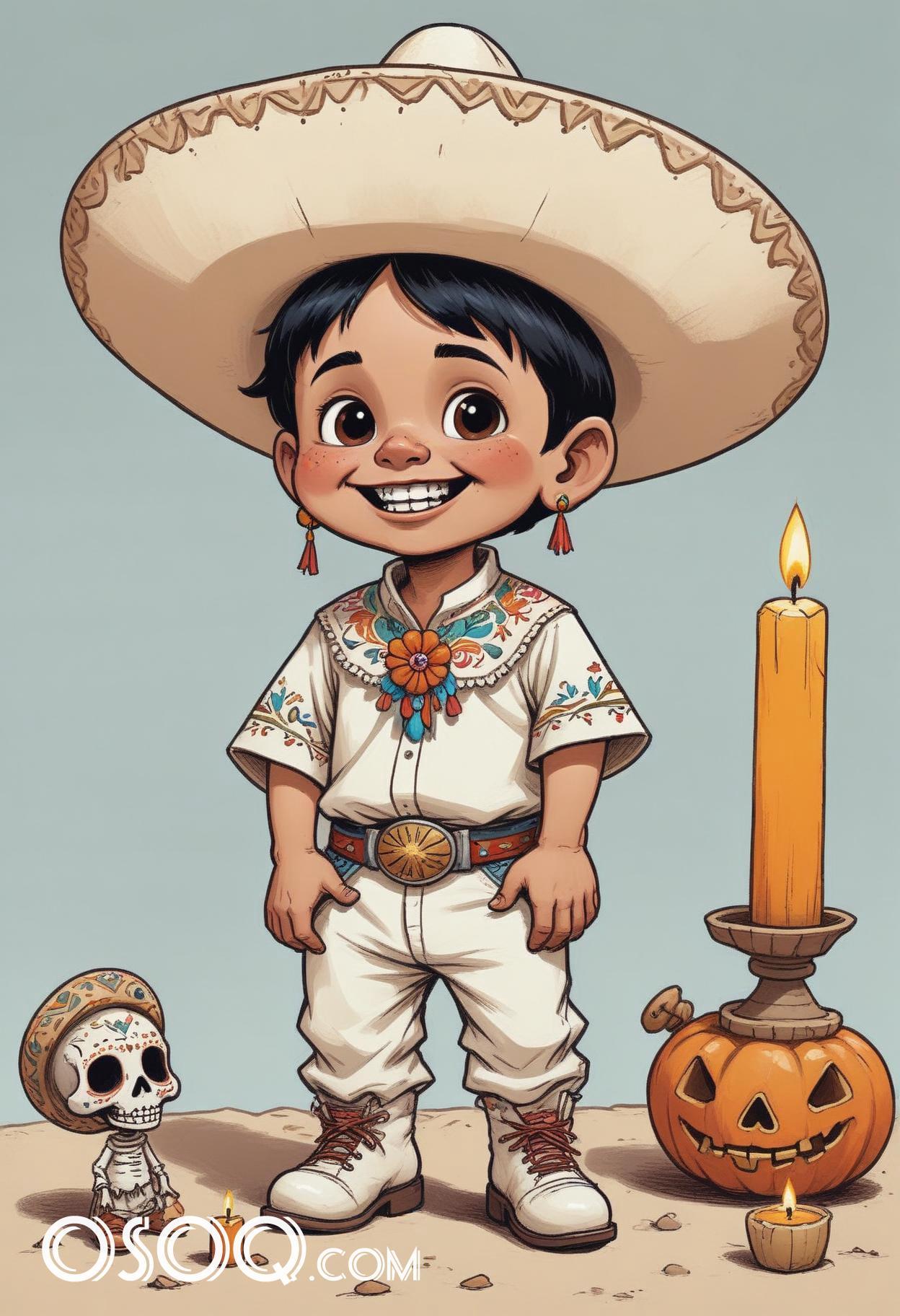 Mexican boy cartoon caricature drawing 12