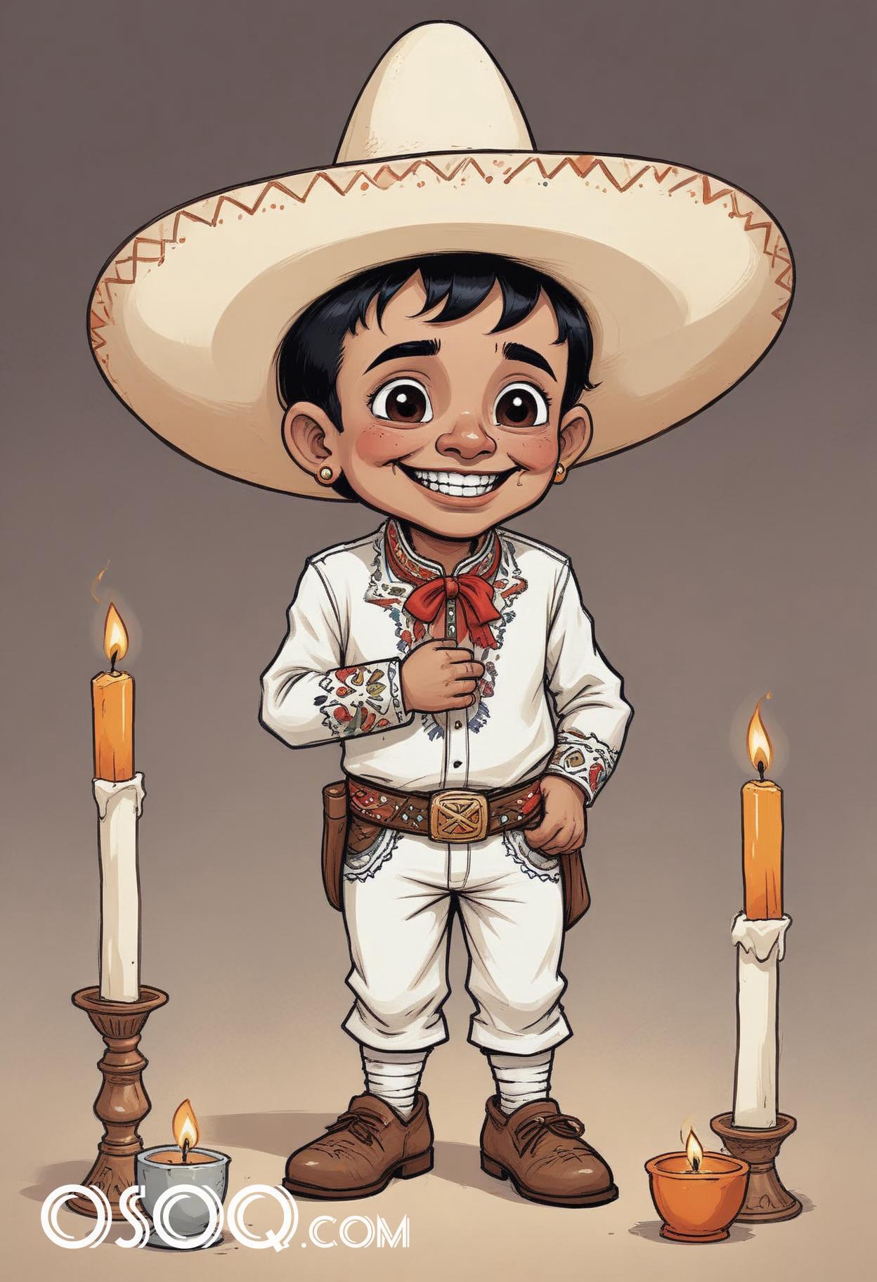 Mexican boy cartoon caricature drawing 13