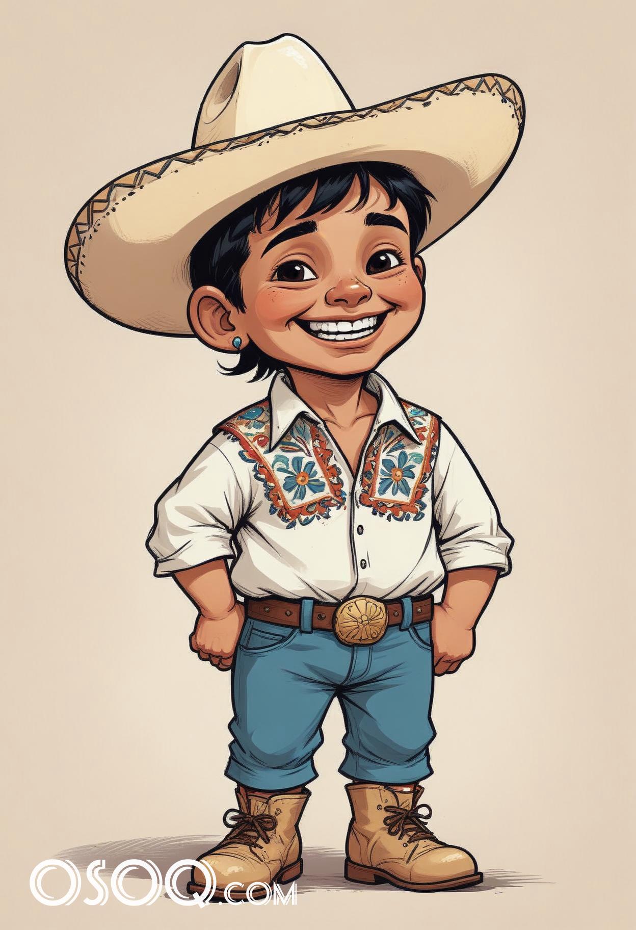 Mexican boy cartoon caricature drawing 14