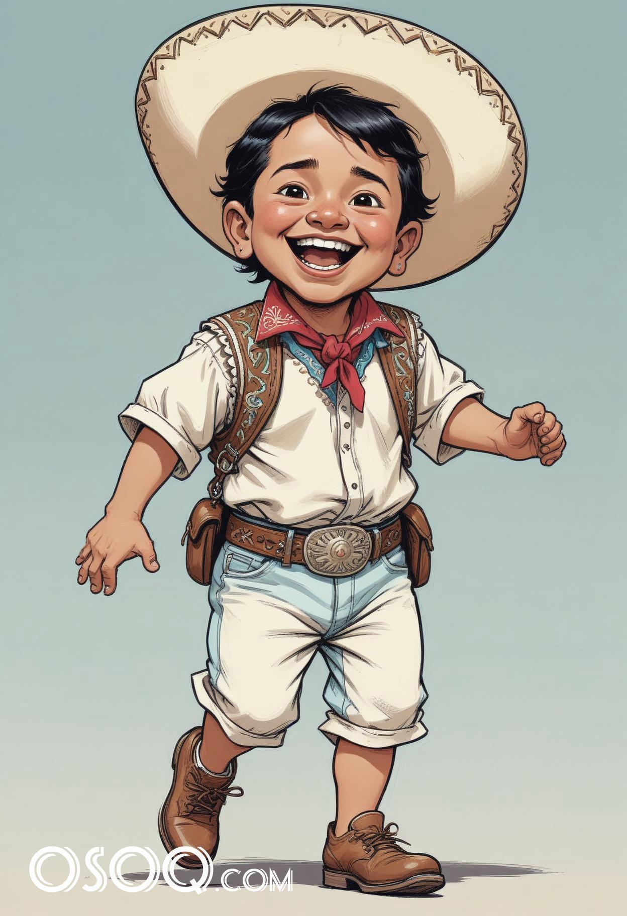 Mexican boy cartoon caricature drawing 19