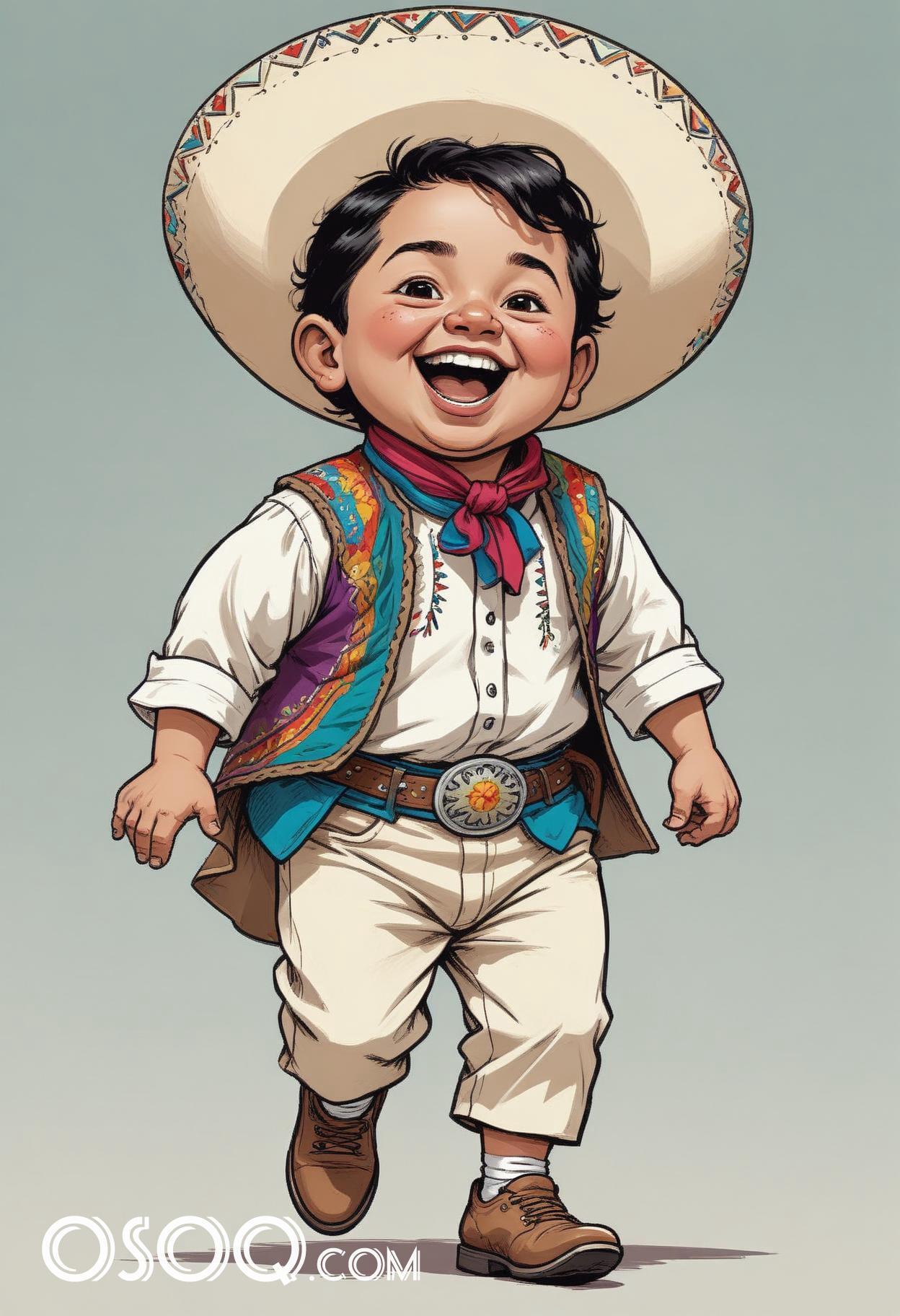 Mexican boy cartoon caricature drawing 20