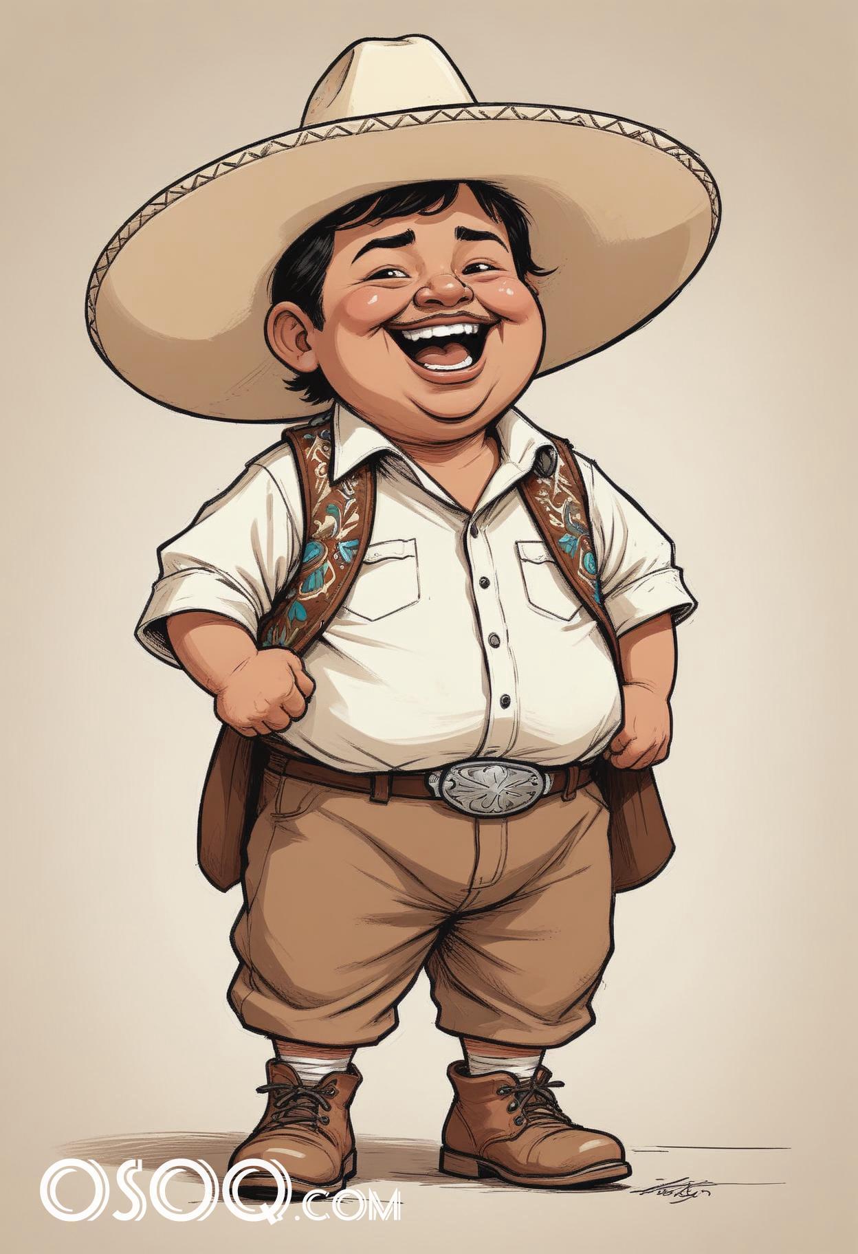 Mexican cartoon hat caricature drawing 01