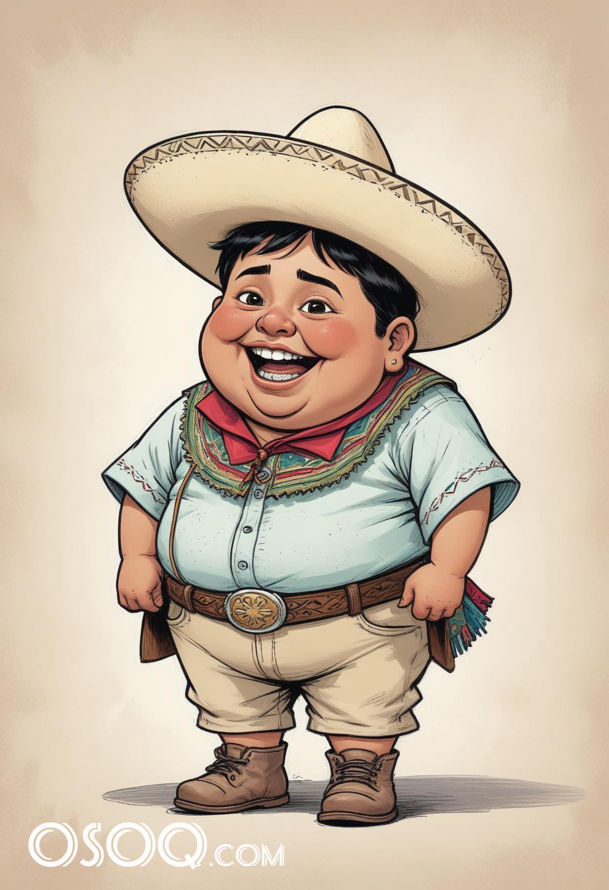 Mexican cartoon hat caricature drawing 03