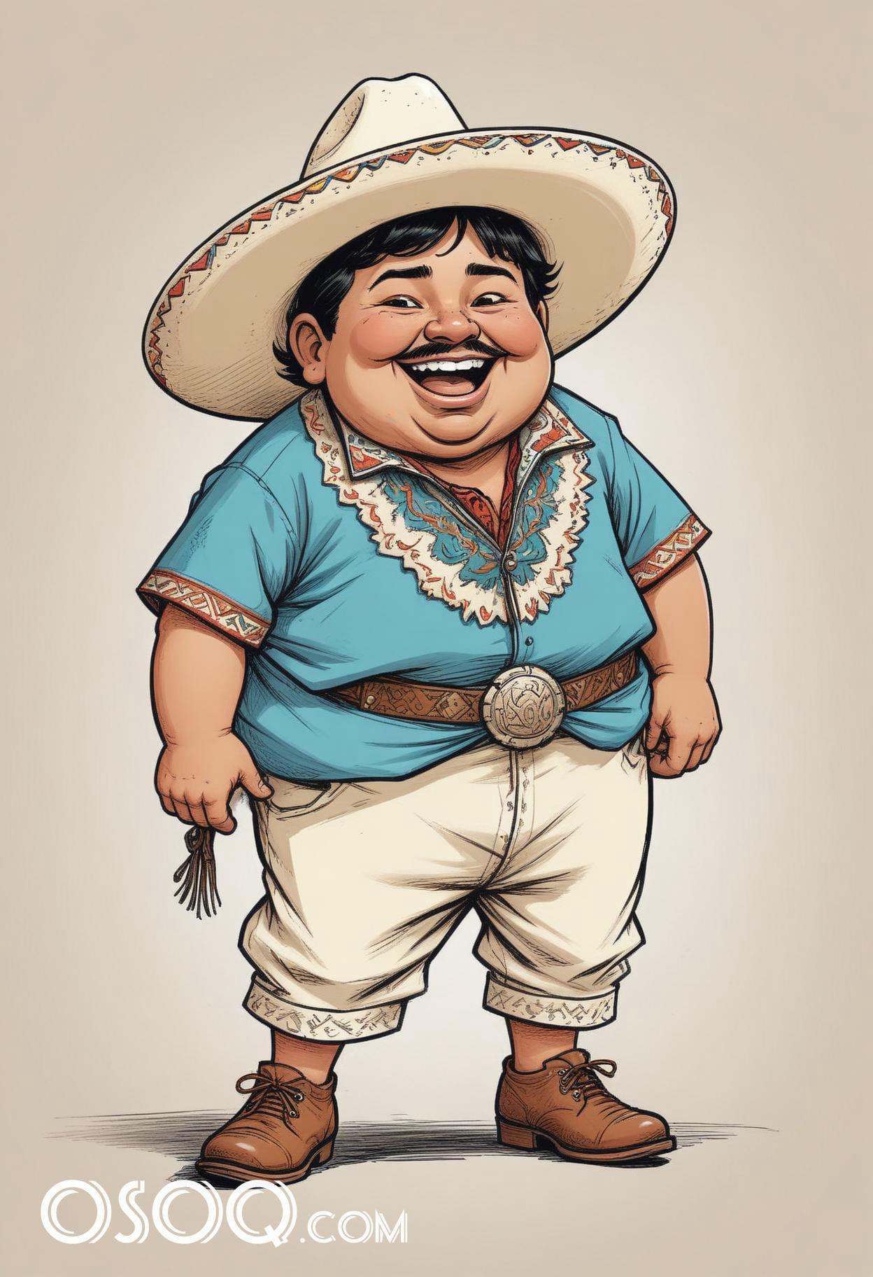 Mexican cartoon hat caricature drawing 06