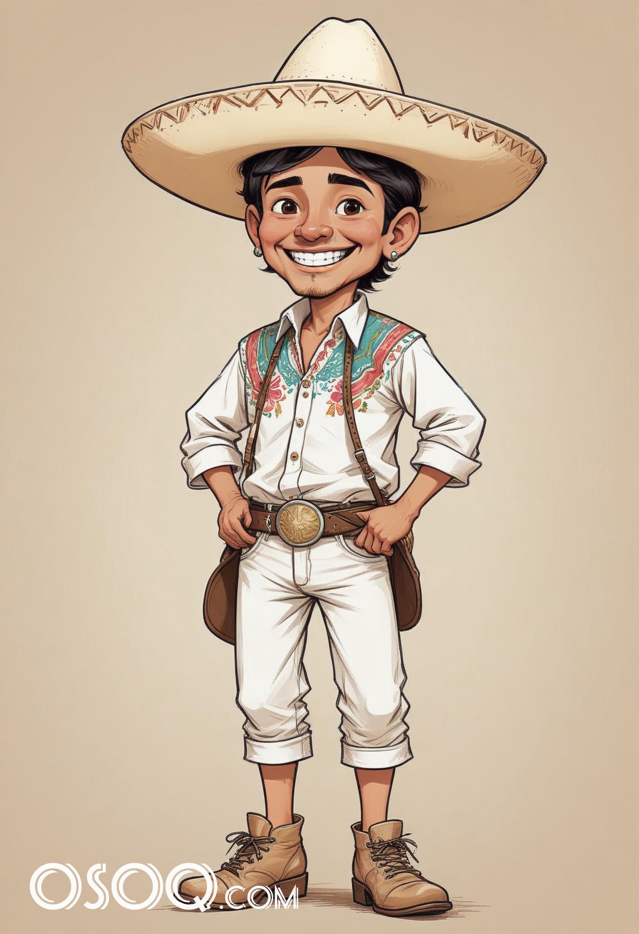 Mexican cartoon hat caricature drawing 10