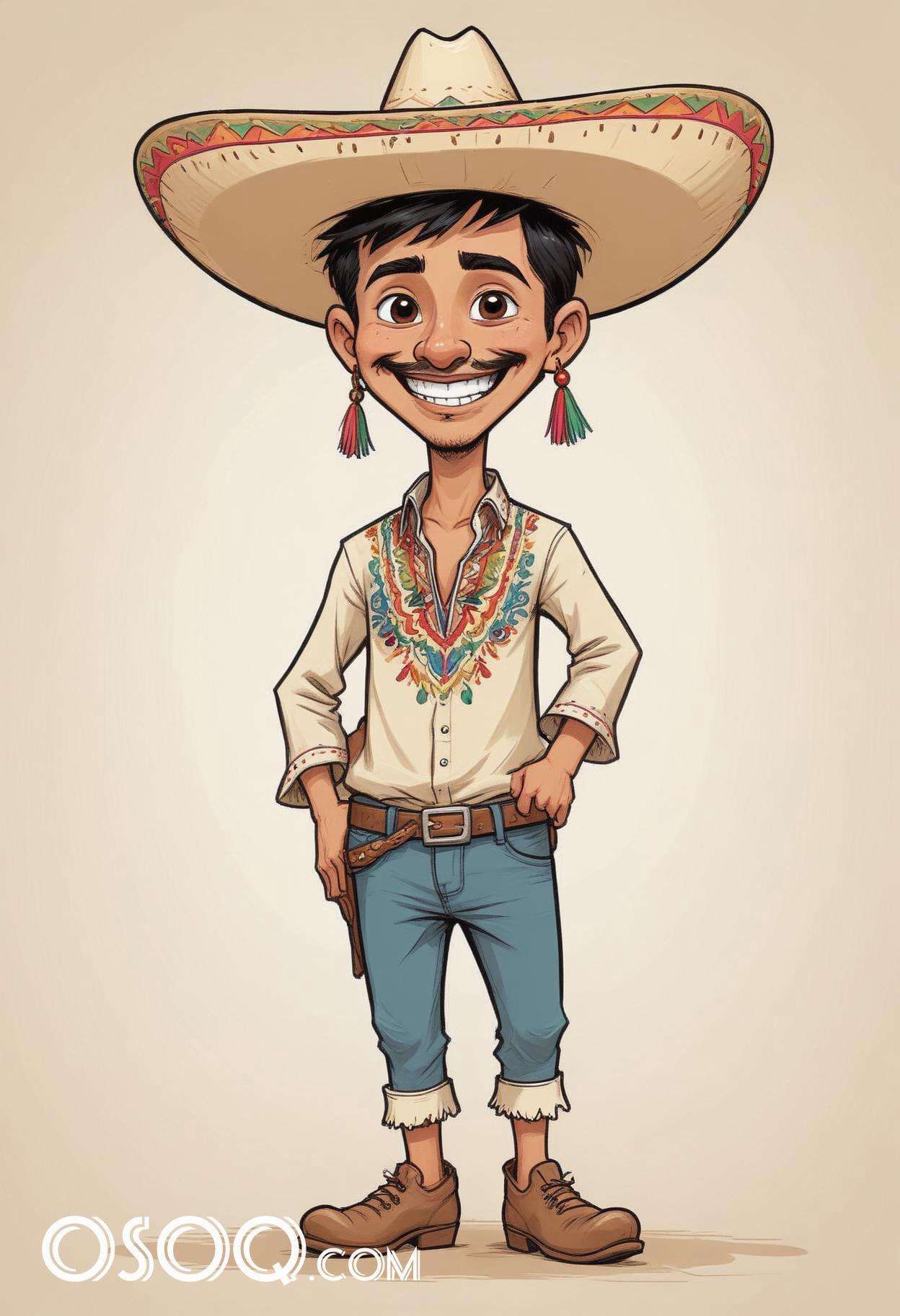 Mexican cartoon hat caricature drawing 11