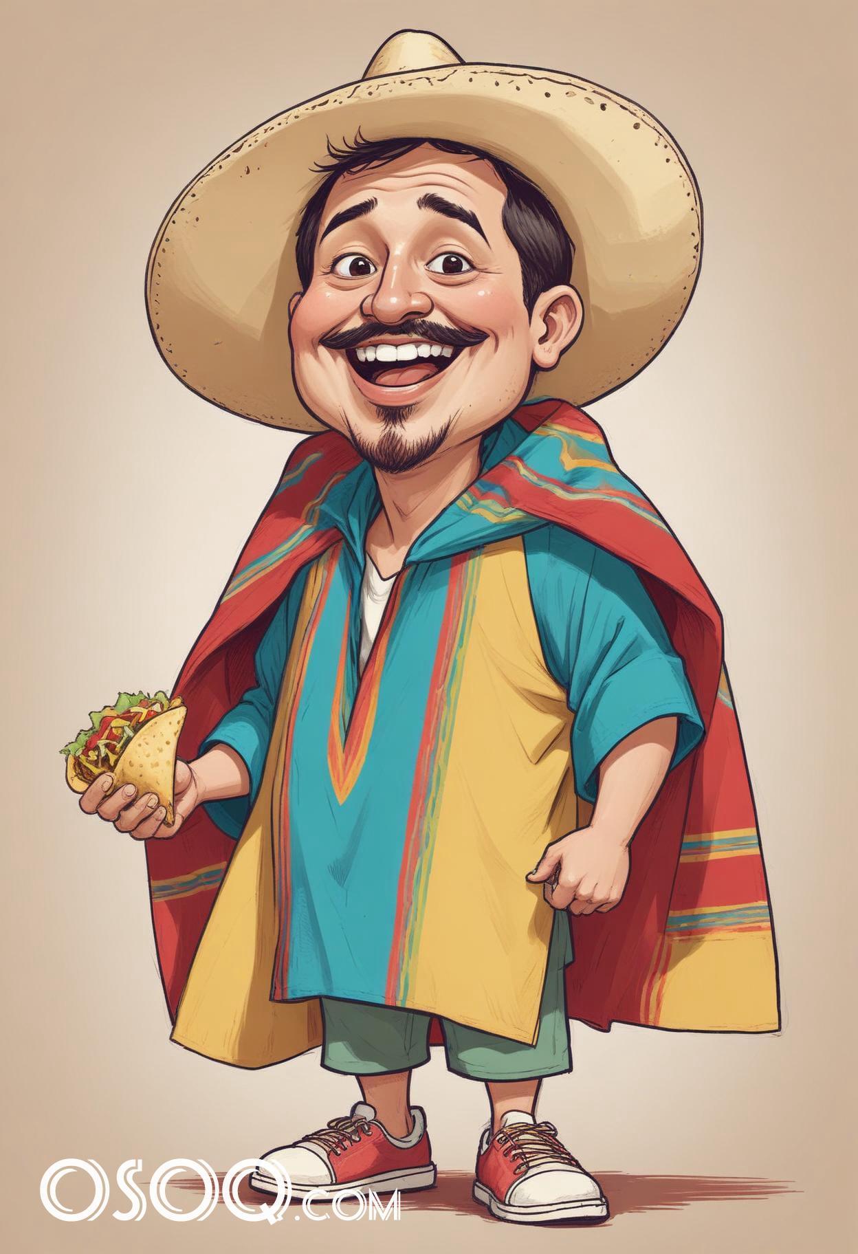 Mexican cartoon hat caricature drawing 14