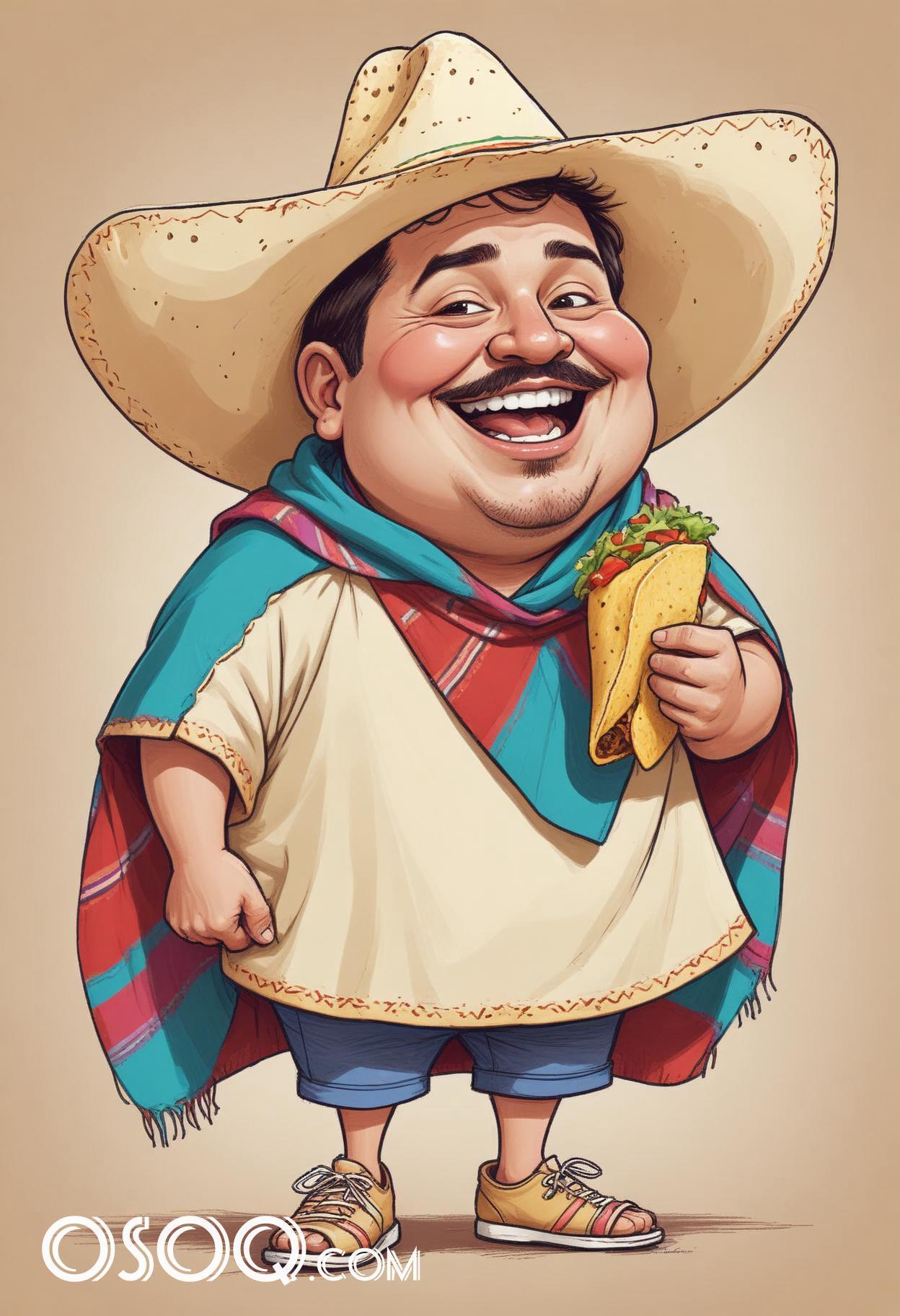 Mexican cartoon hat caricature drawing 17