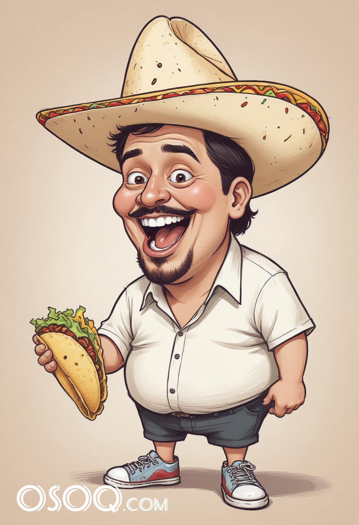 Mexican cartoon hat caricature drawing 20