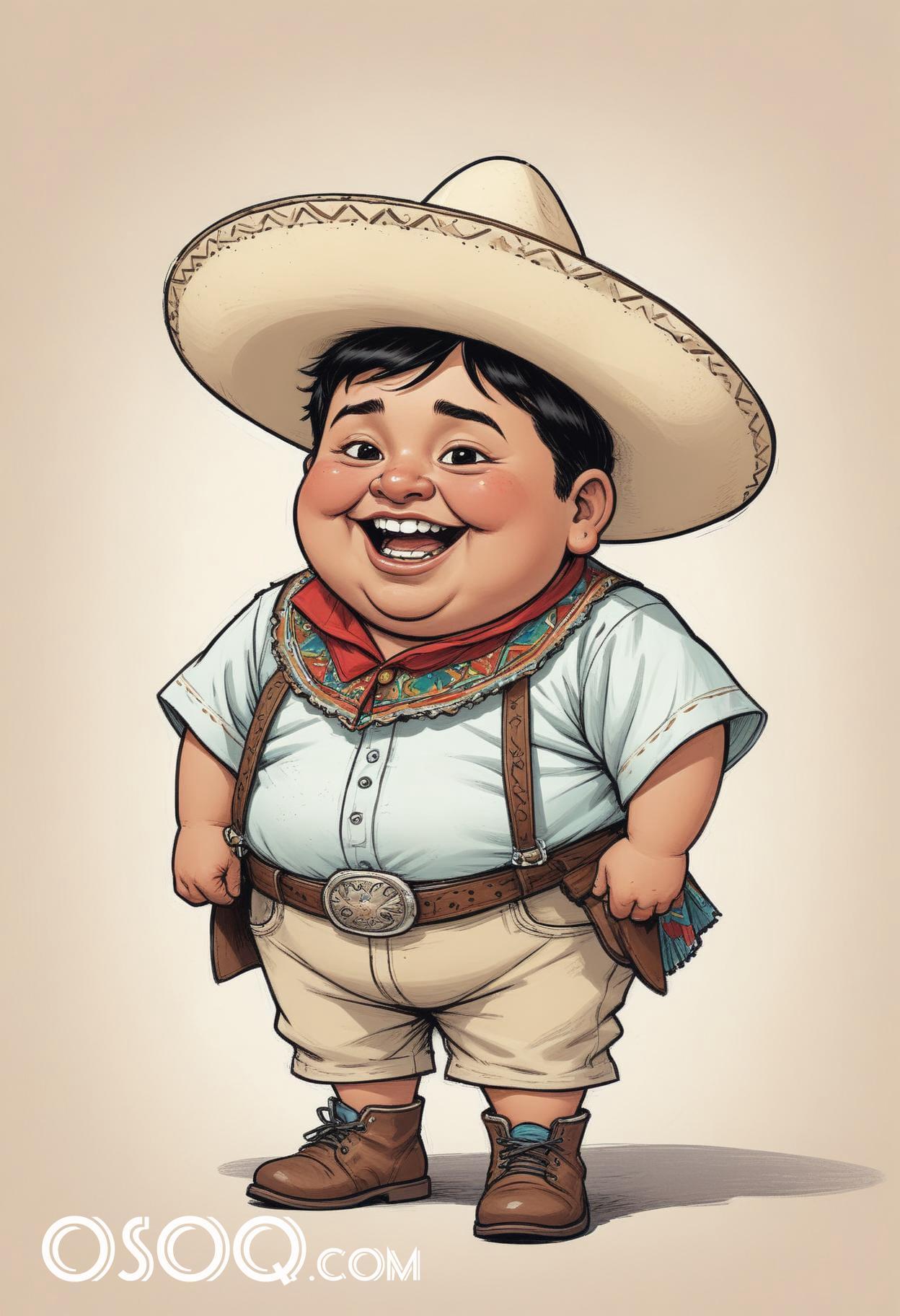 Mexican cartoon sombrerohat caricature drawing 01