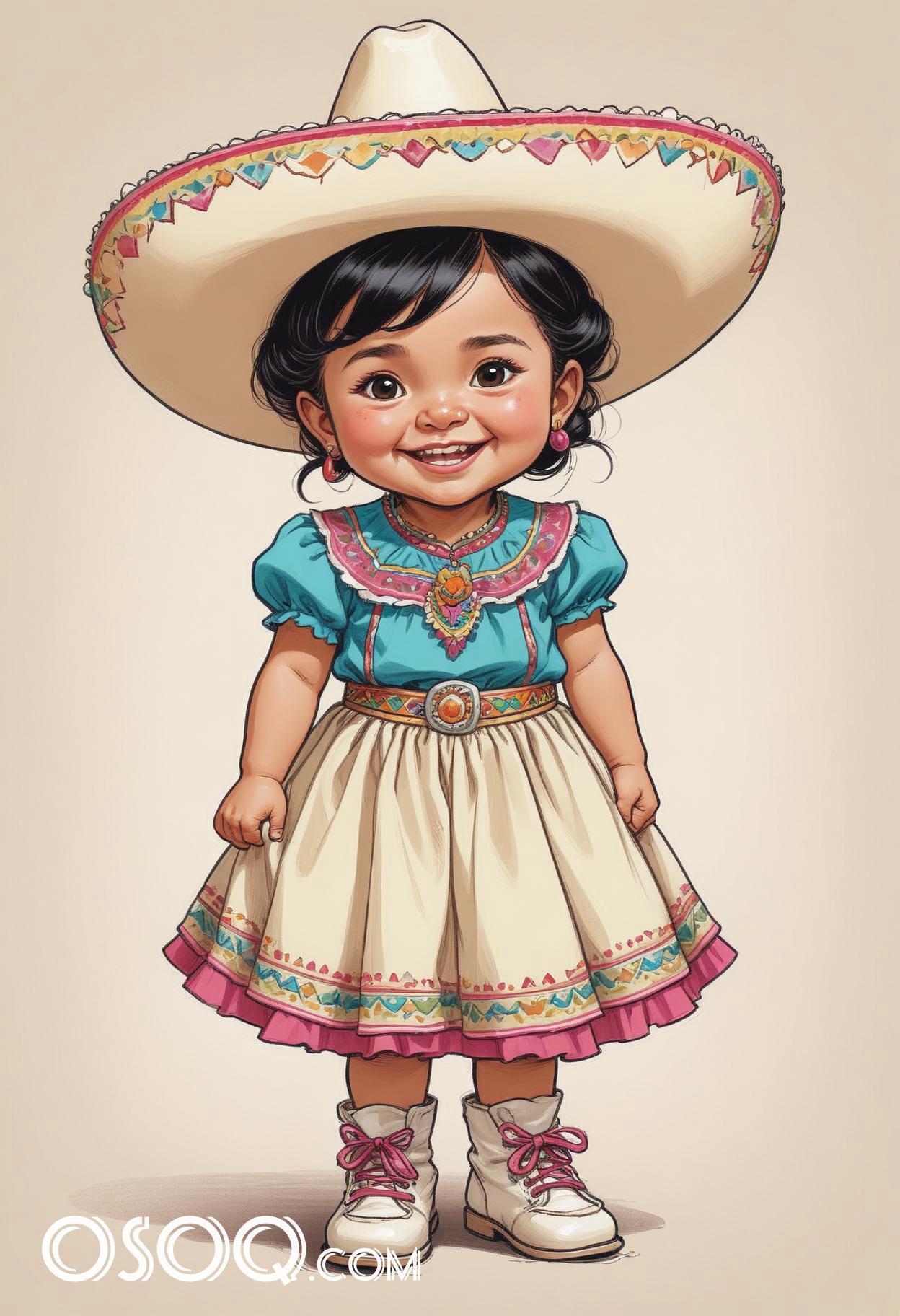 Mexican cartoon sombrerohat caricature drawing 02