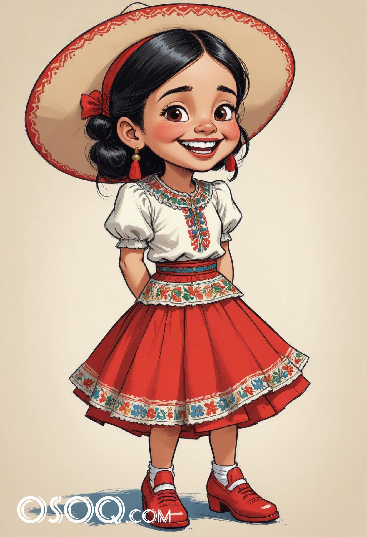 Mexican cartoon sombrerohat caricature drawing 03