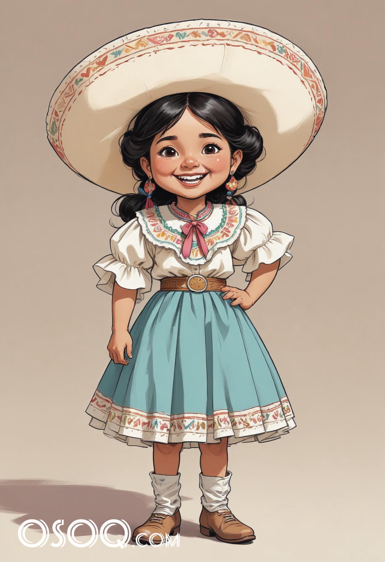 Mexican cartoon sombrerohat caricature drawing 04