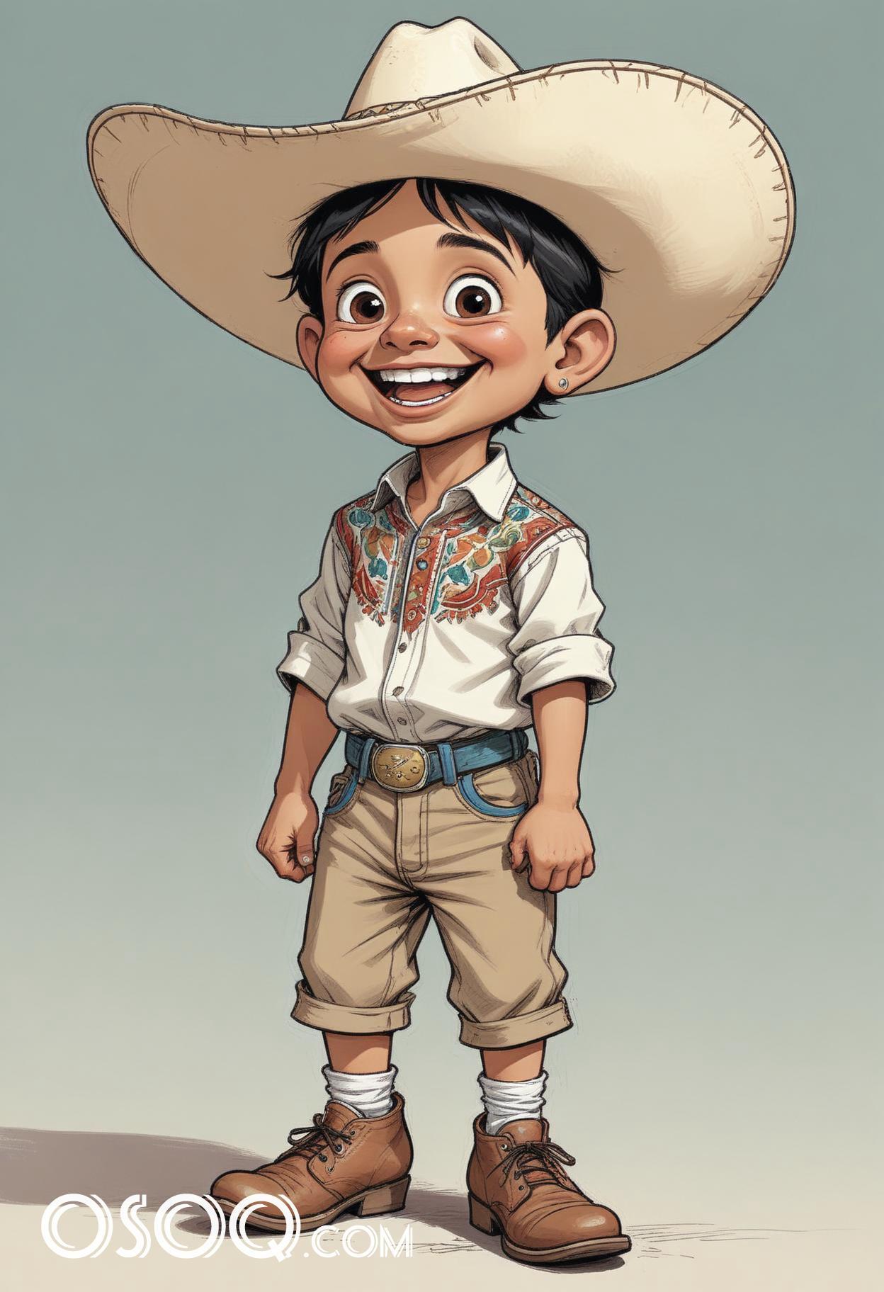 Mexican cartoon sombrerohat caricature drawing 06