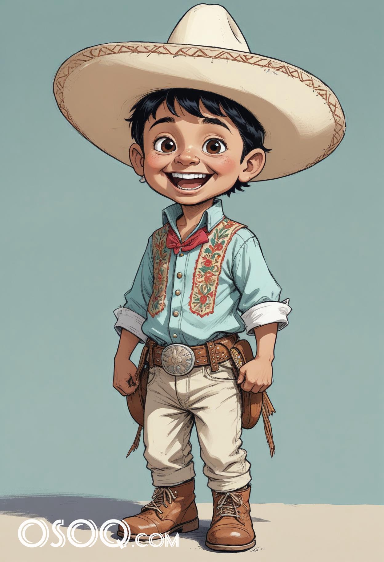 Mexican cartoon sombrerohat caricature drawing 07