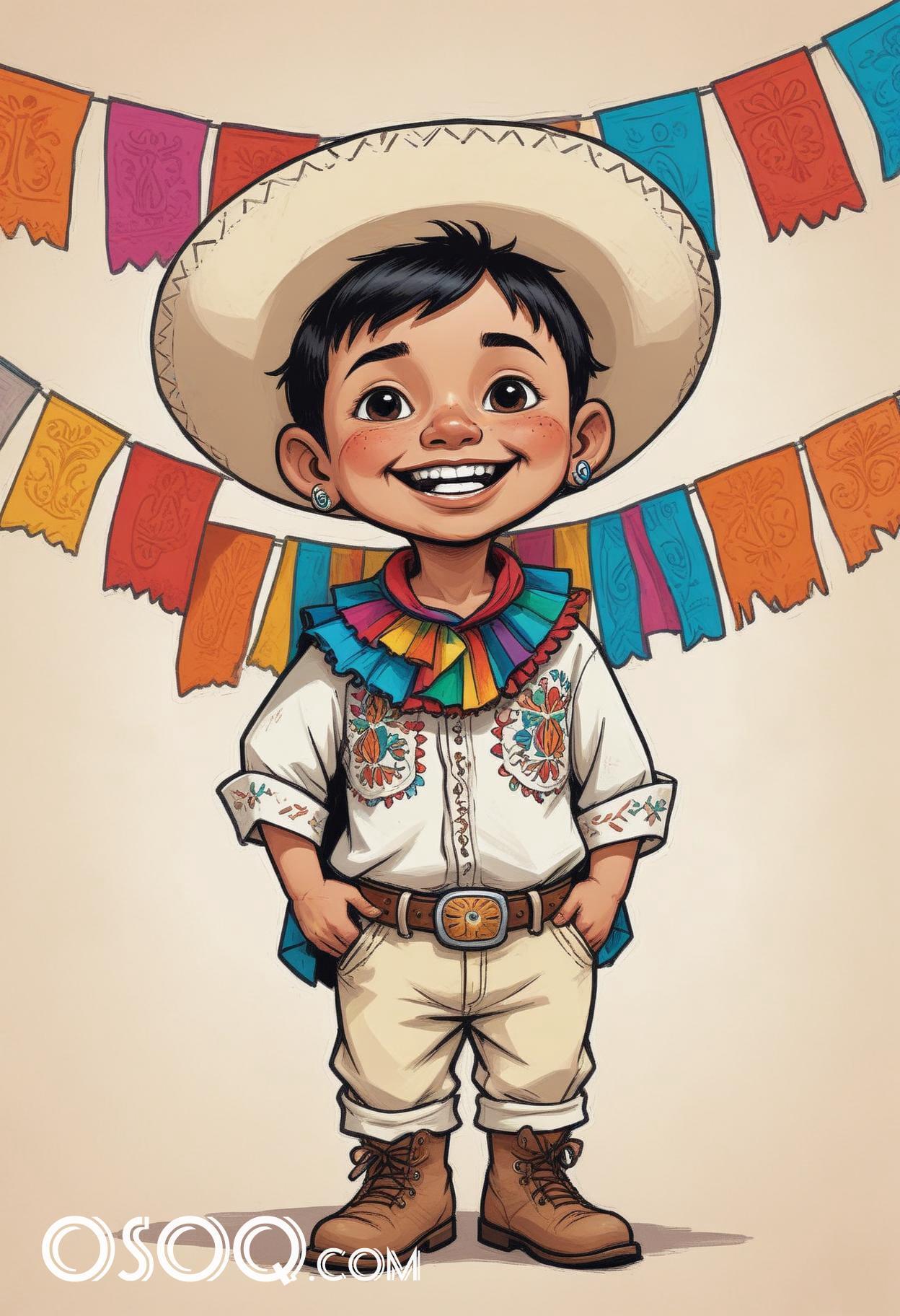 Mexican cartoon sombrerohat caricature drawing 10