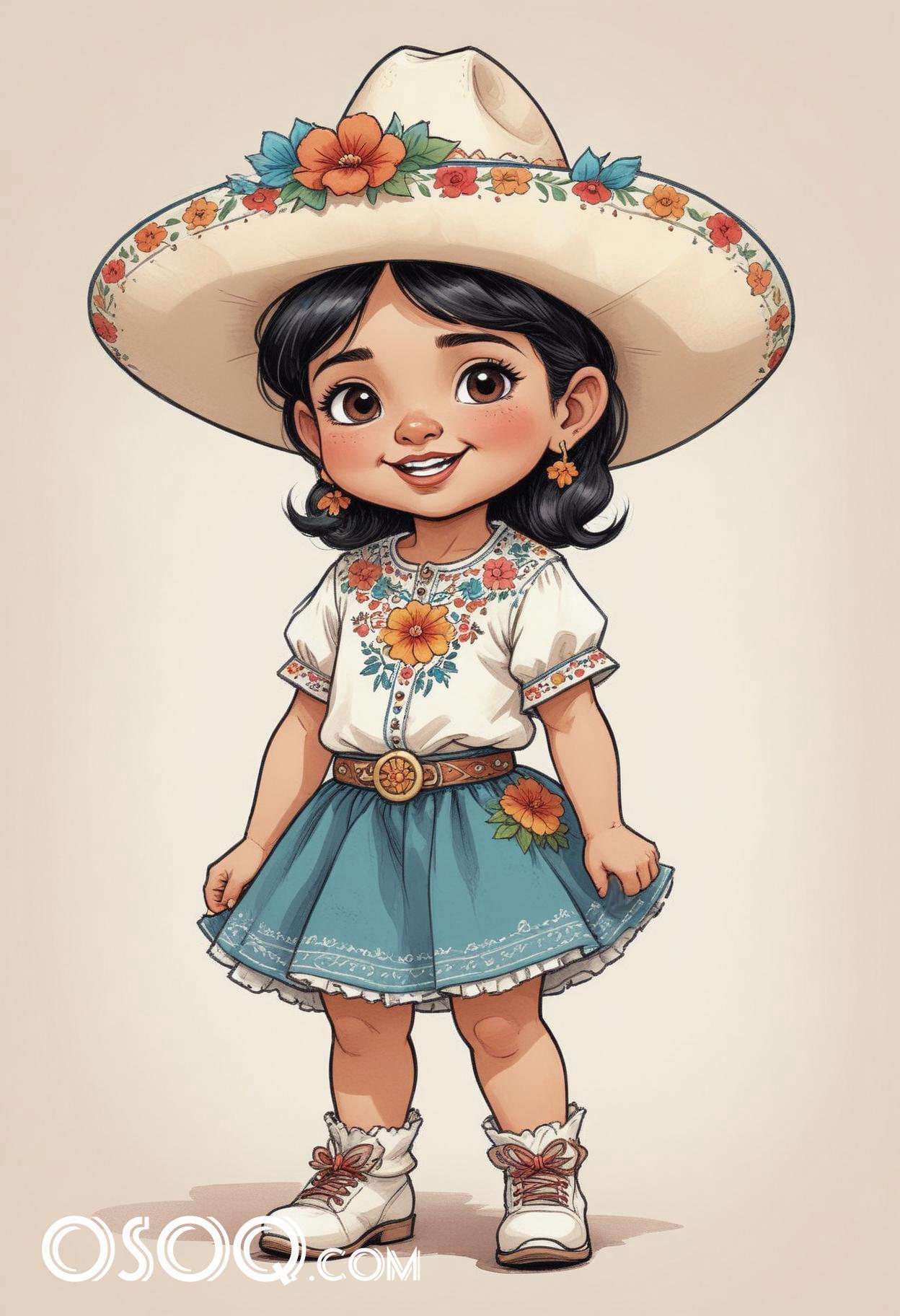 Mexican cartoon sombrerohat caricature drawing 11