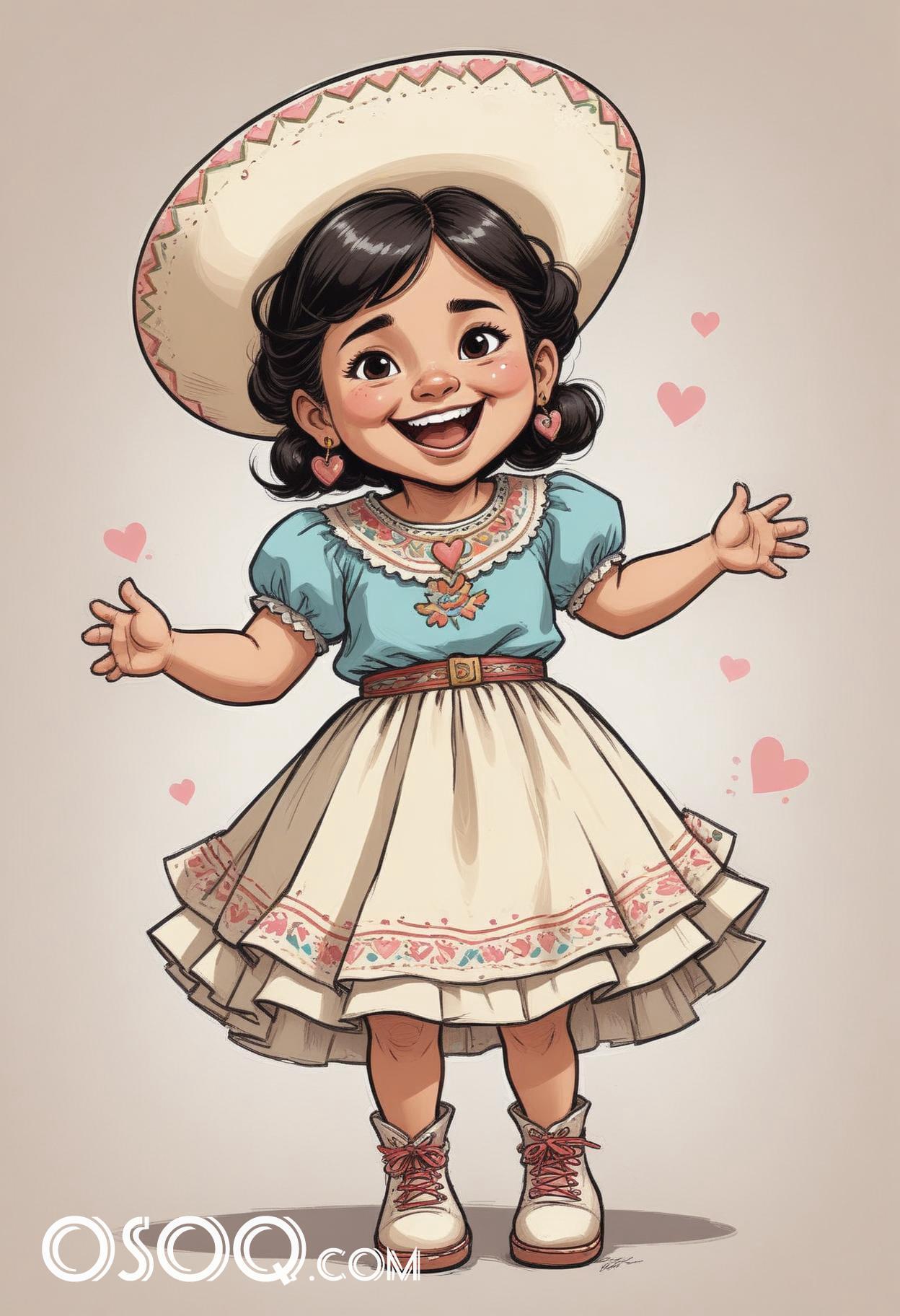 Mexican cartoon sombrerohat caricature drawing 12