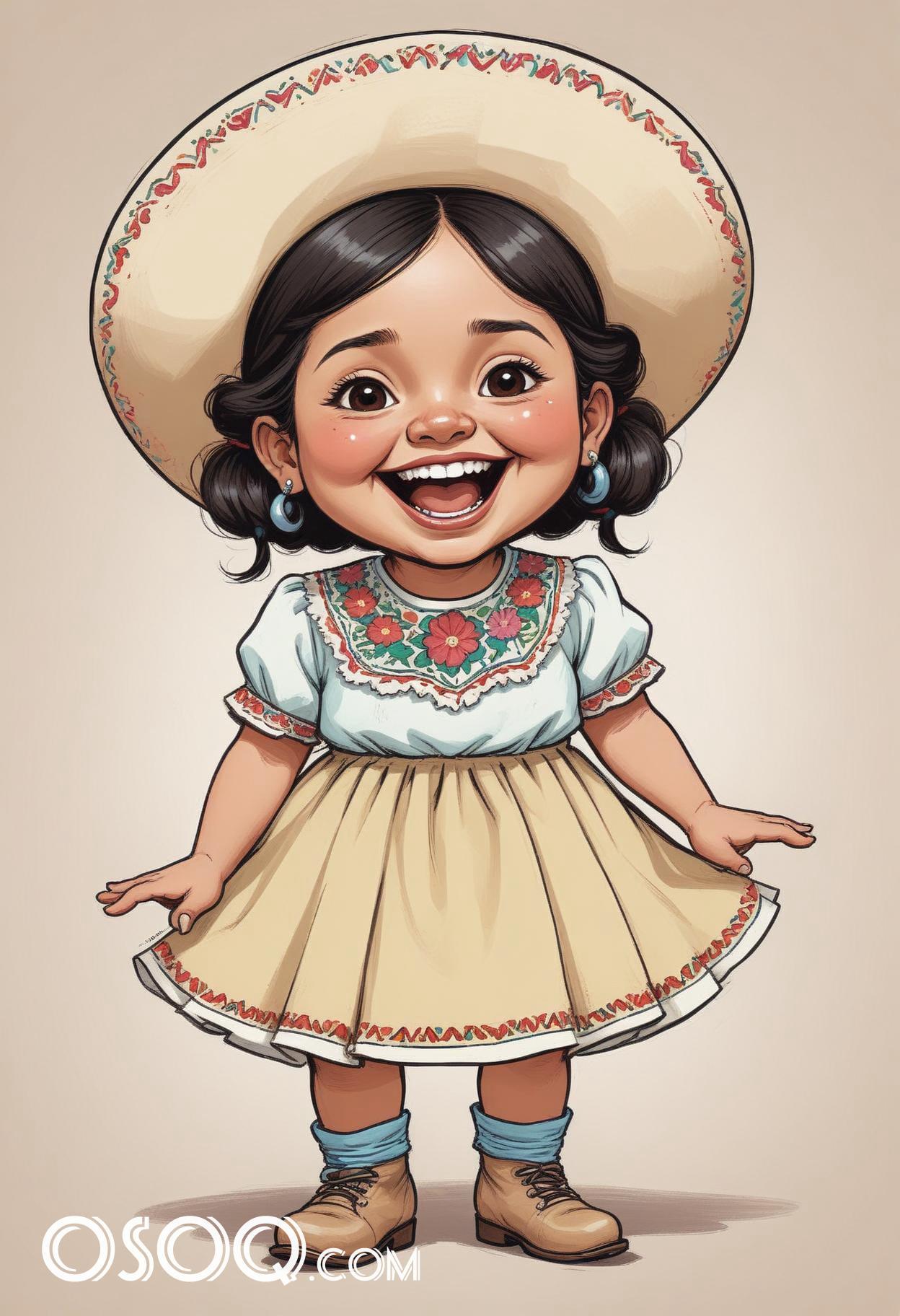 Mexican cartoon sombrerohat caricature drawing 13