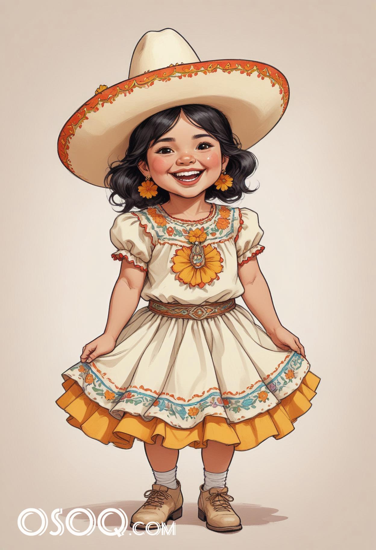 Mexican cartoon sombrerohat caricature drawing 14