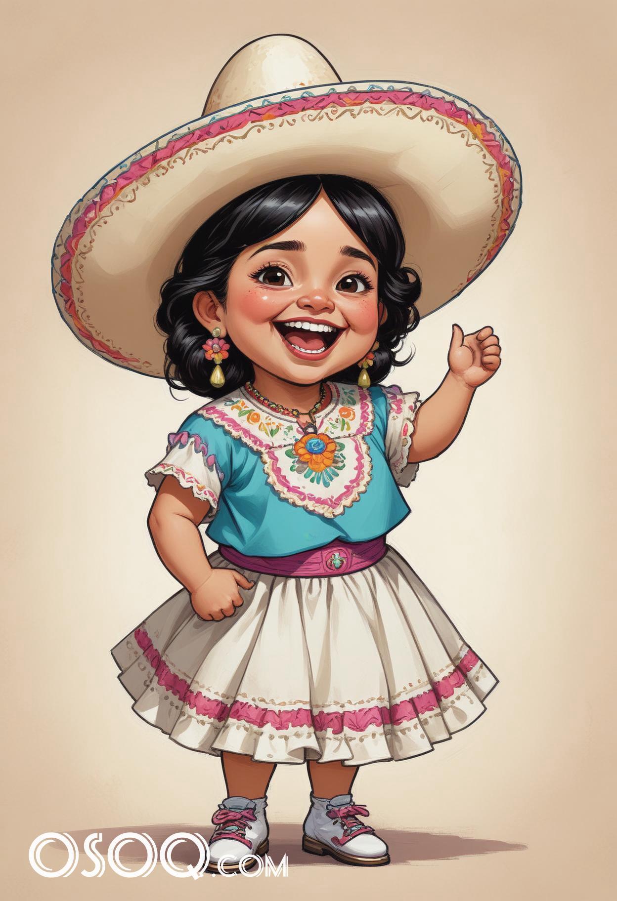 Mexican cartoon sombrerohat caricature drawing 15