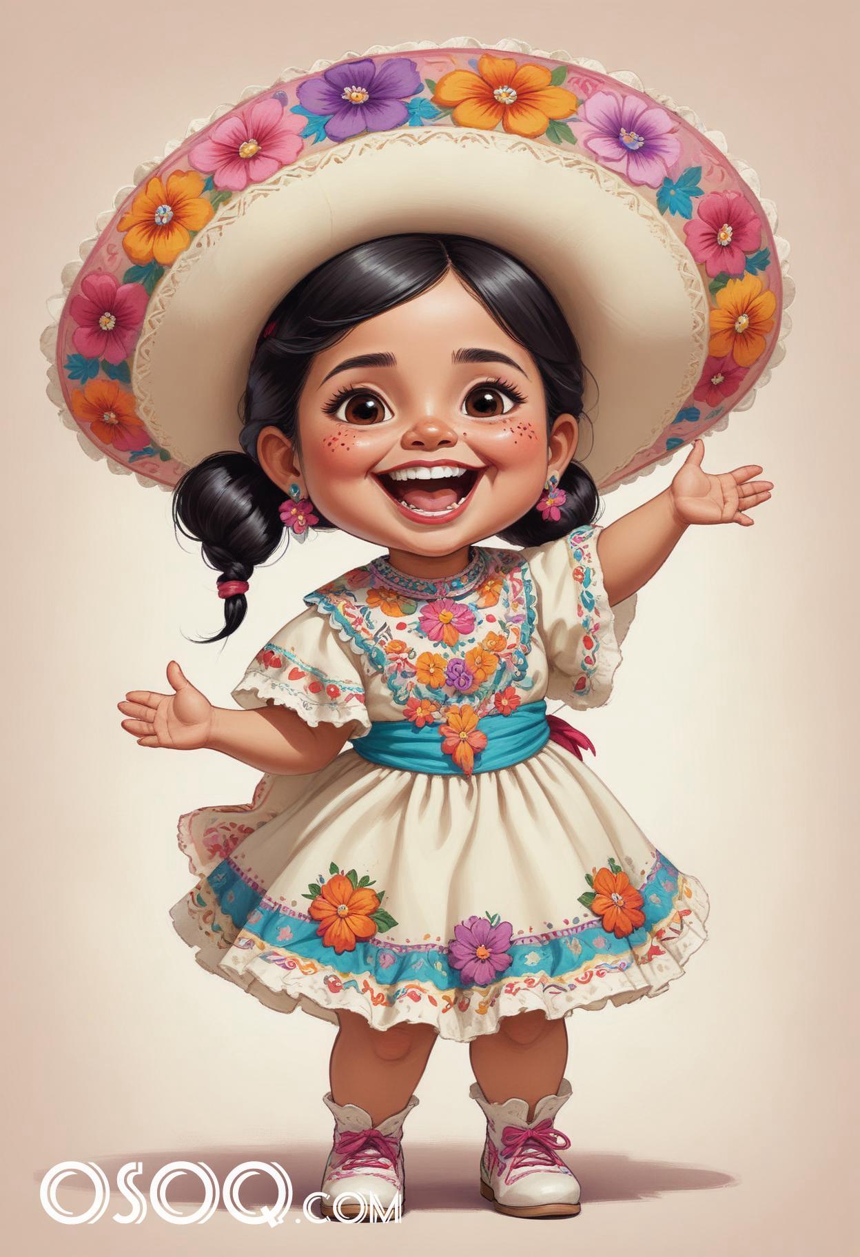 Mexican cartoon sombrerohat caricature drawing 16