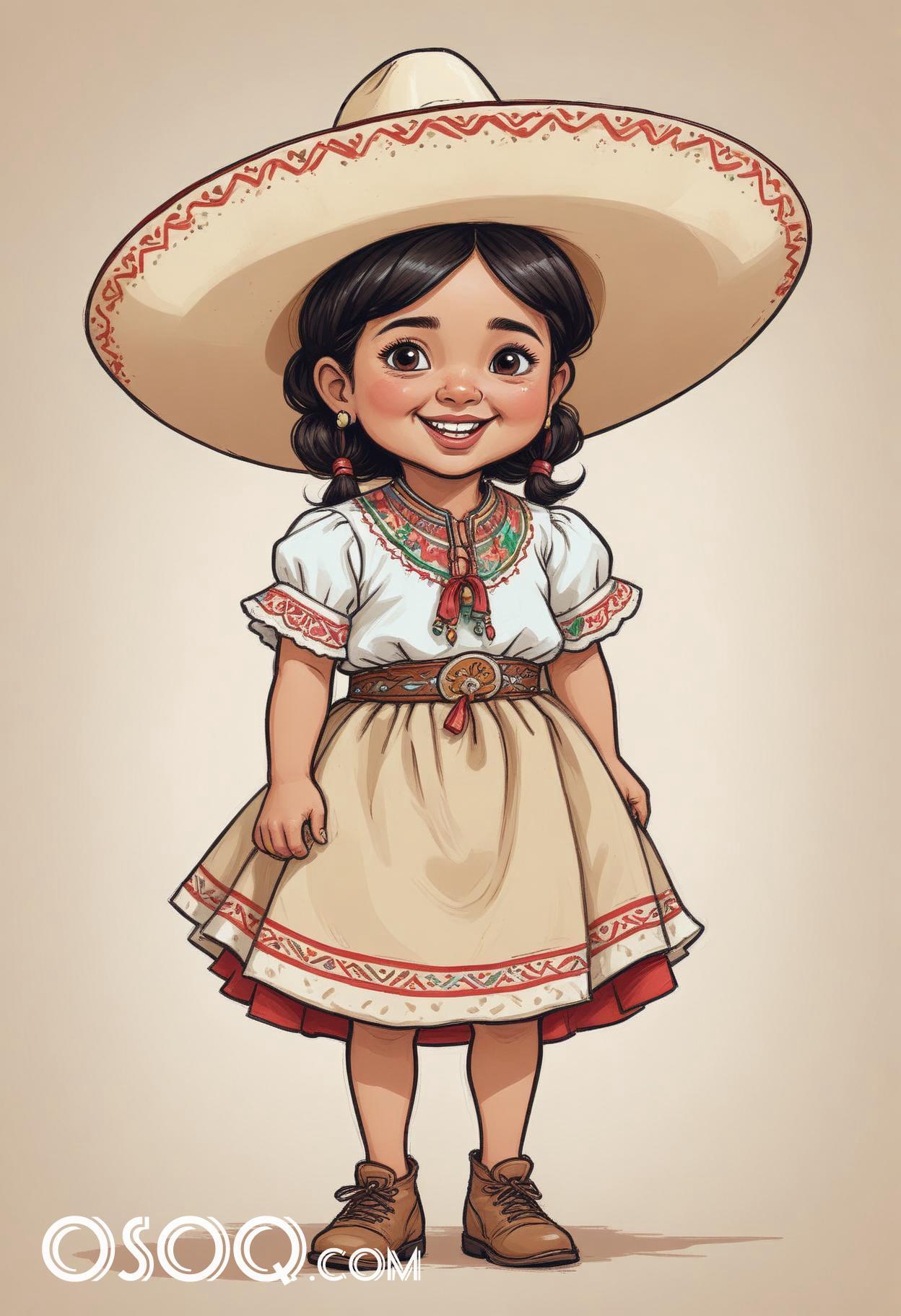 Mexican cartoon sombrerohat caricature drawing 19