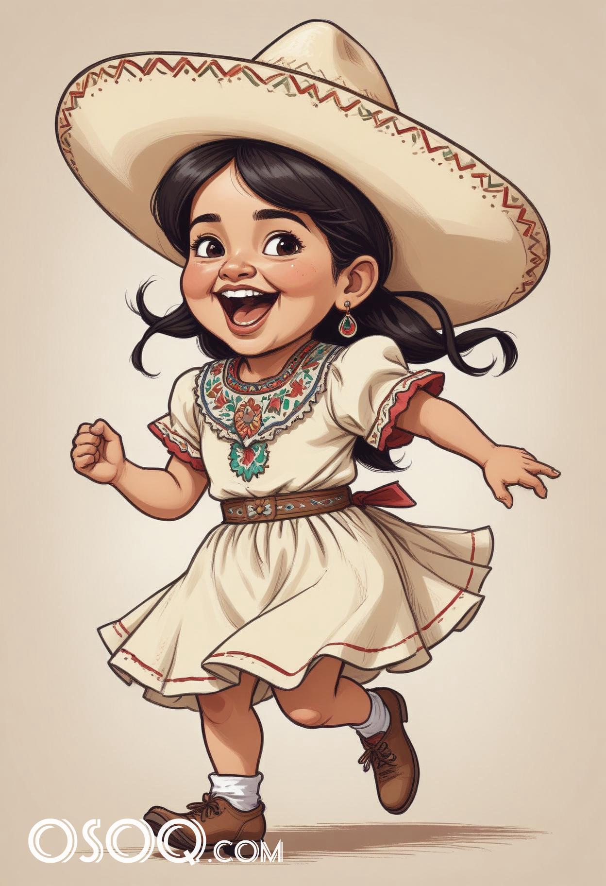 Mexican cartoon sombrerohat caricature drawing 20