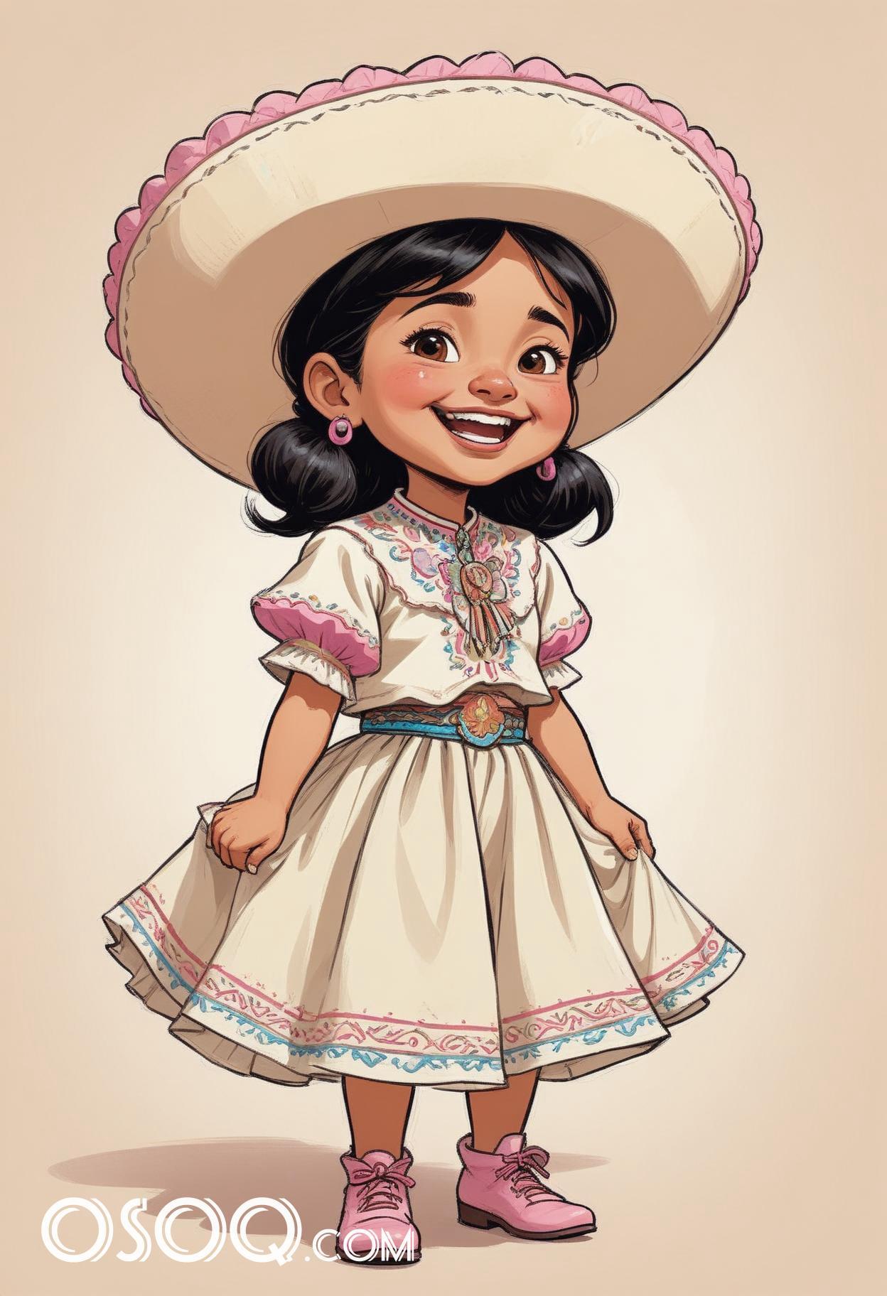 Mexican child cartoon caricature drawing 02