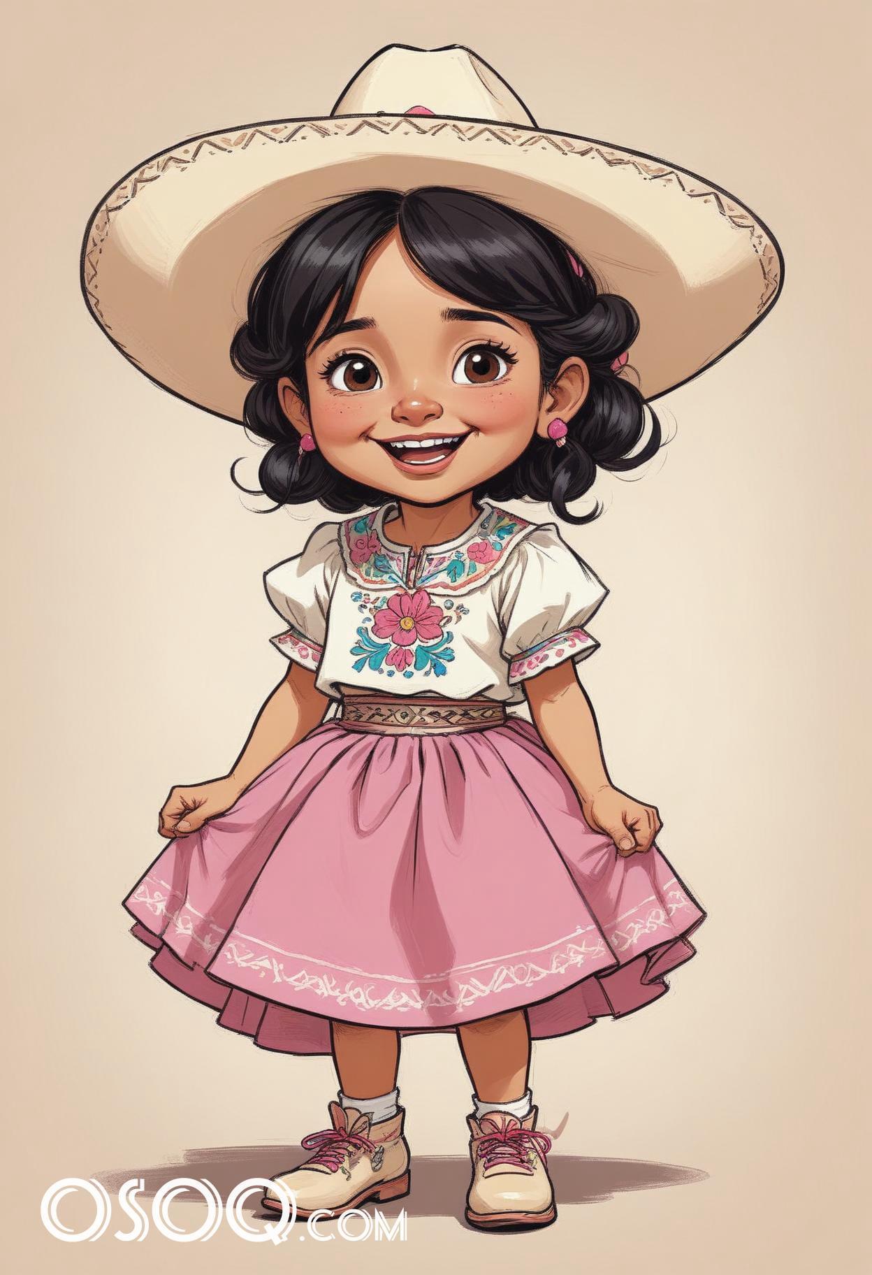 Mexican child cartoon caricature drawing 03