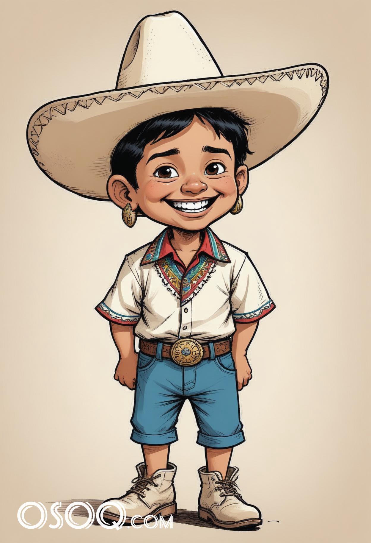 Mexican child cartoon caricature drawing 04