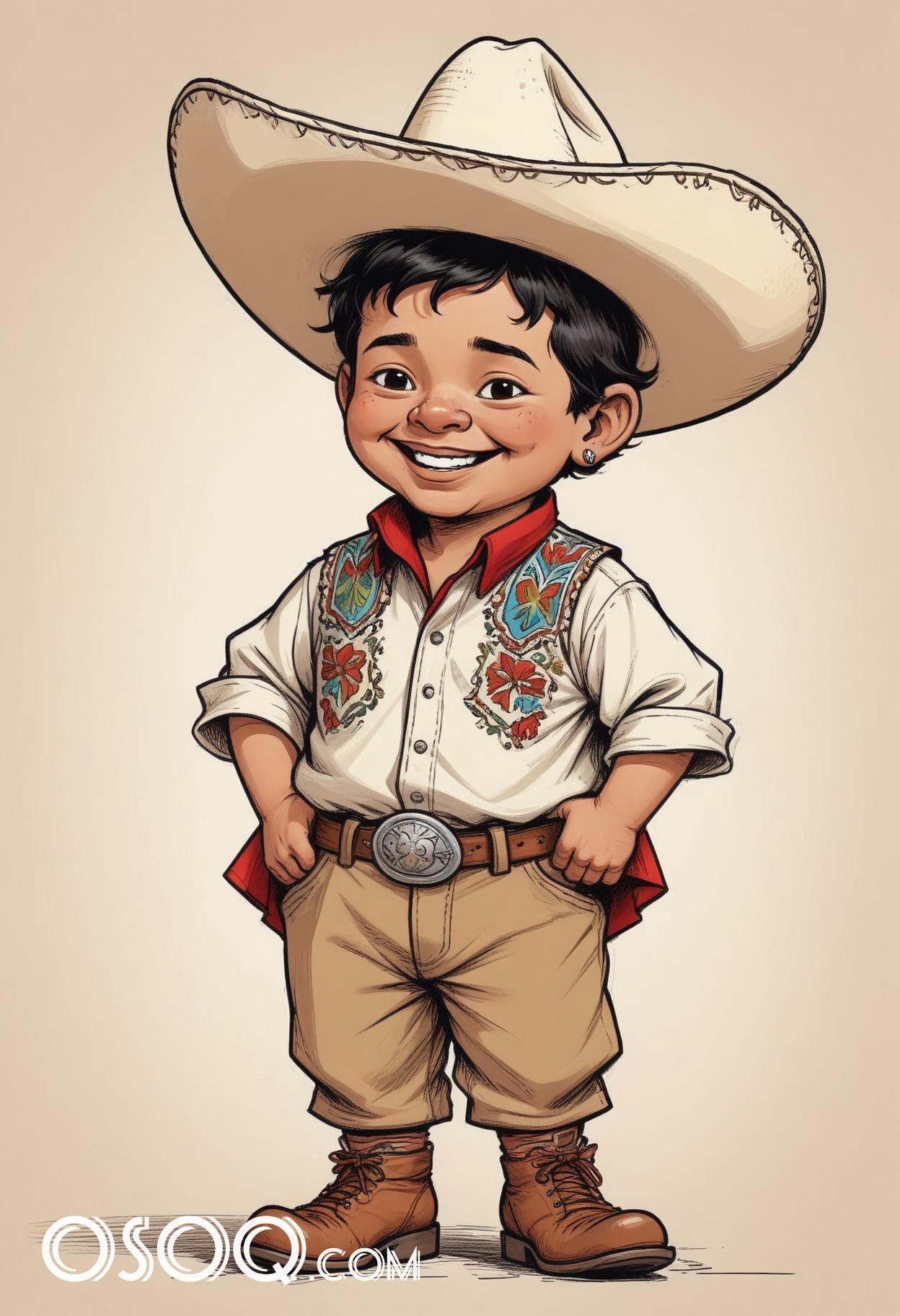 Mexican child cartoon caricature drawing 05