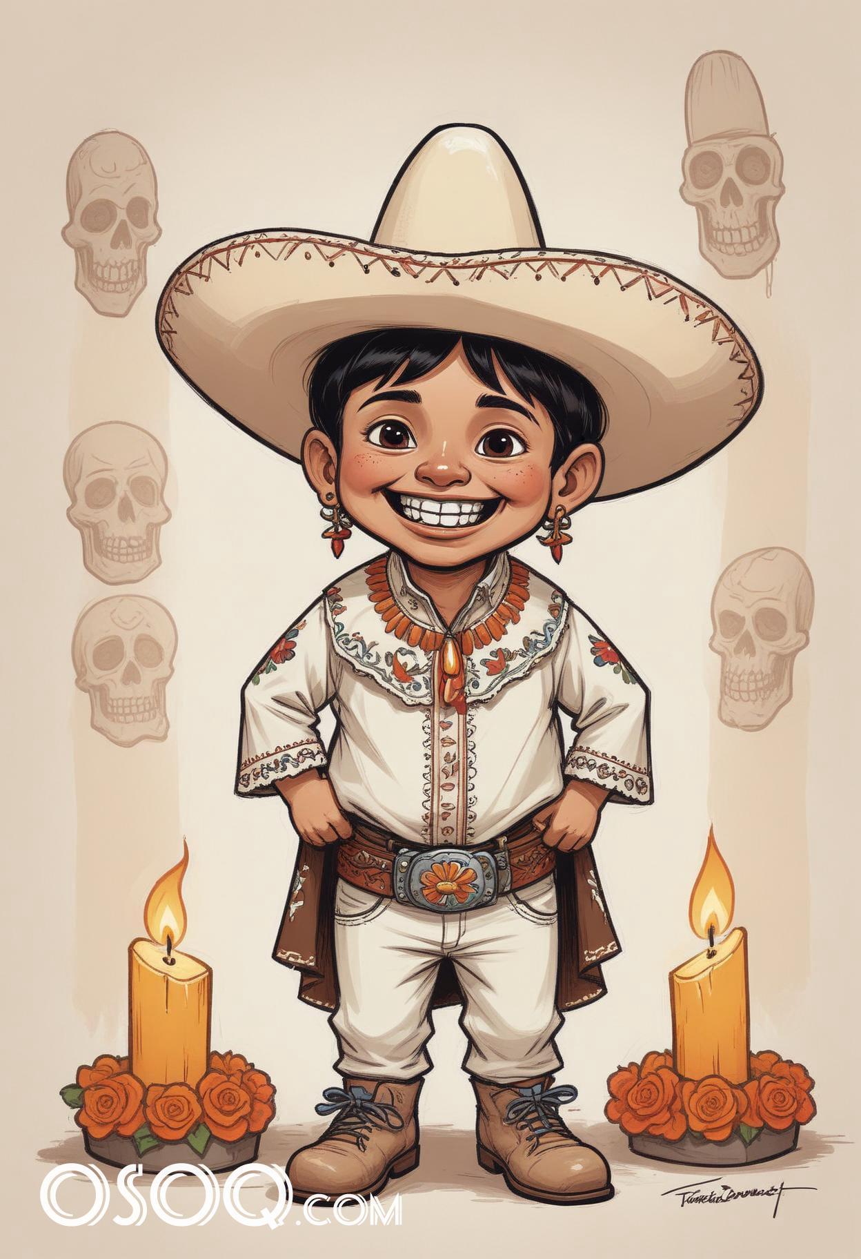 Mexican child cartoon caricature drawing 06