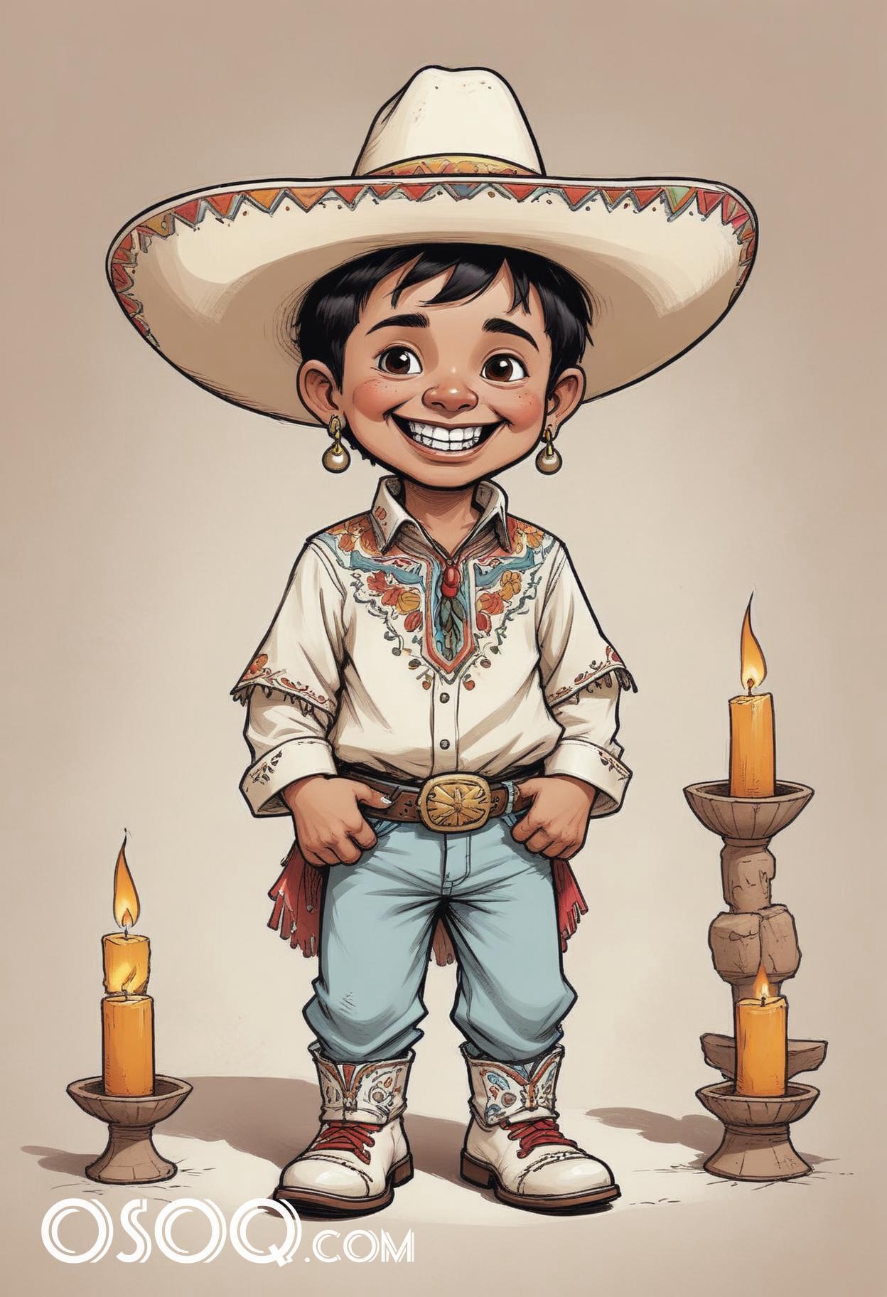 Mexican child cartoon caricature drawing 07