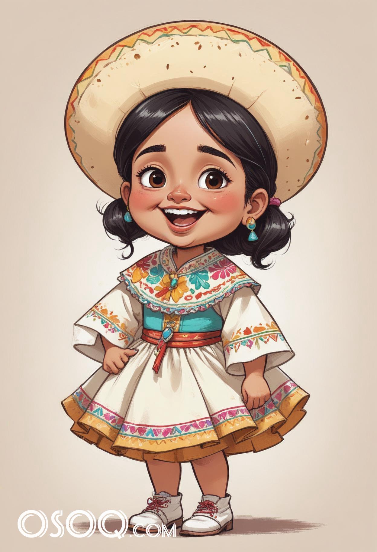 Mexican child cartoon caricature drawing 08