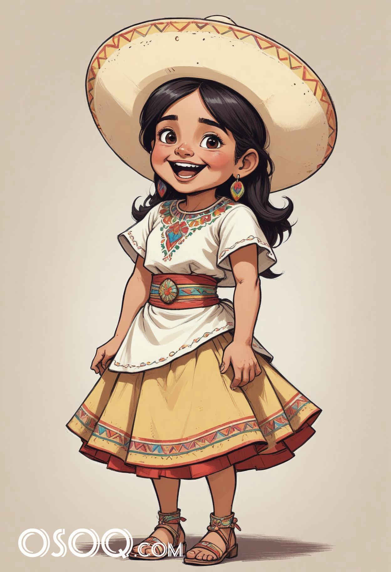 Mexican child cartoon caricature drawing 09