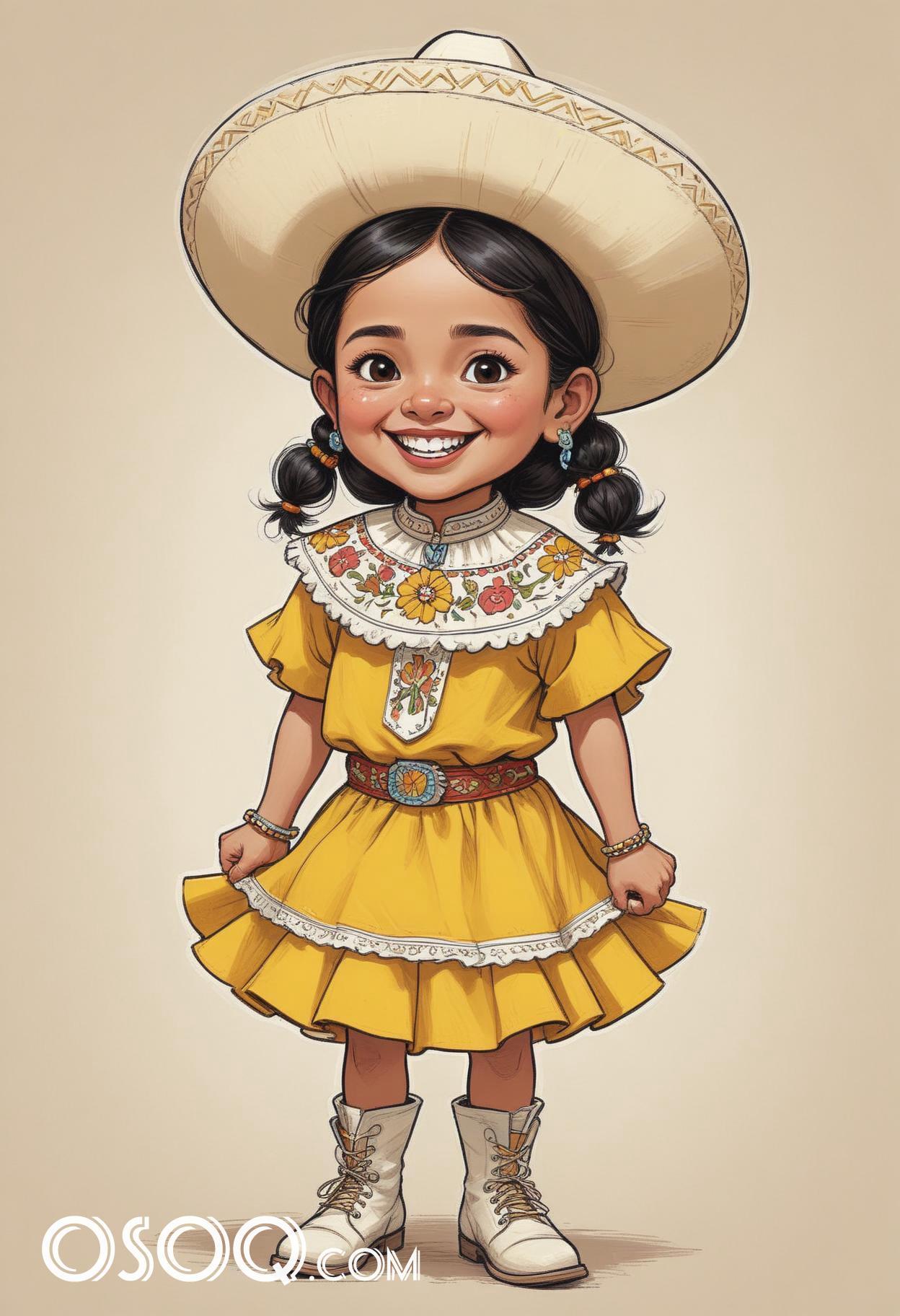 Mexican child cartoon caricature drawing 10