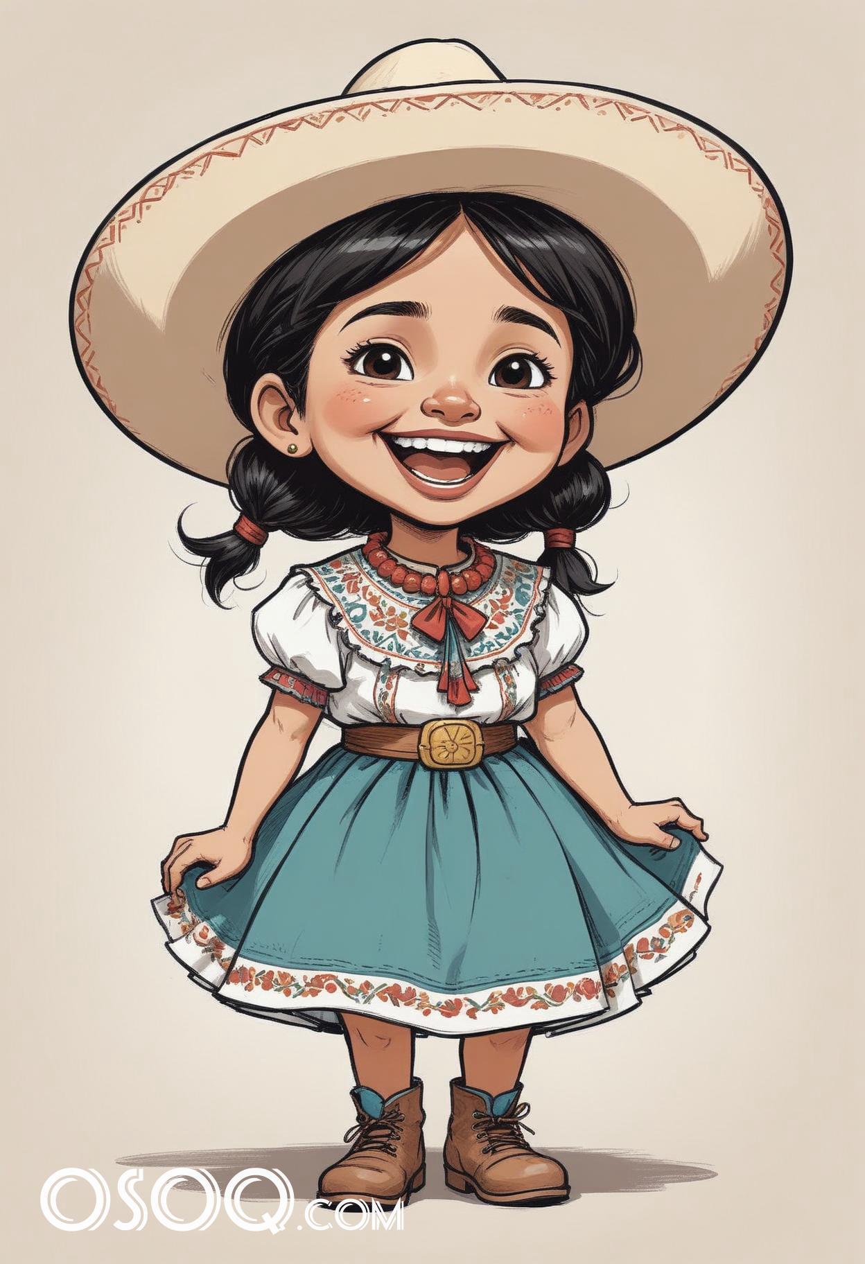 Mexican child cartoon caricature drawing 11