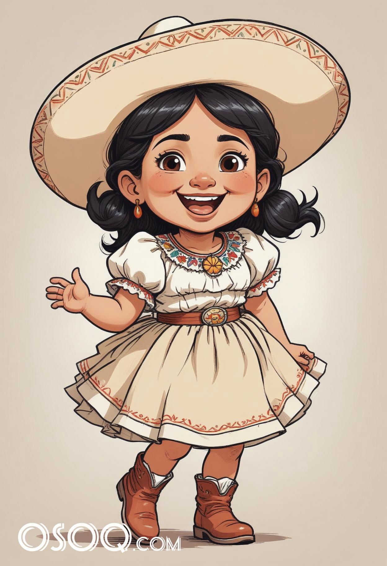 Mexican child cartoon caricature drawing 12