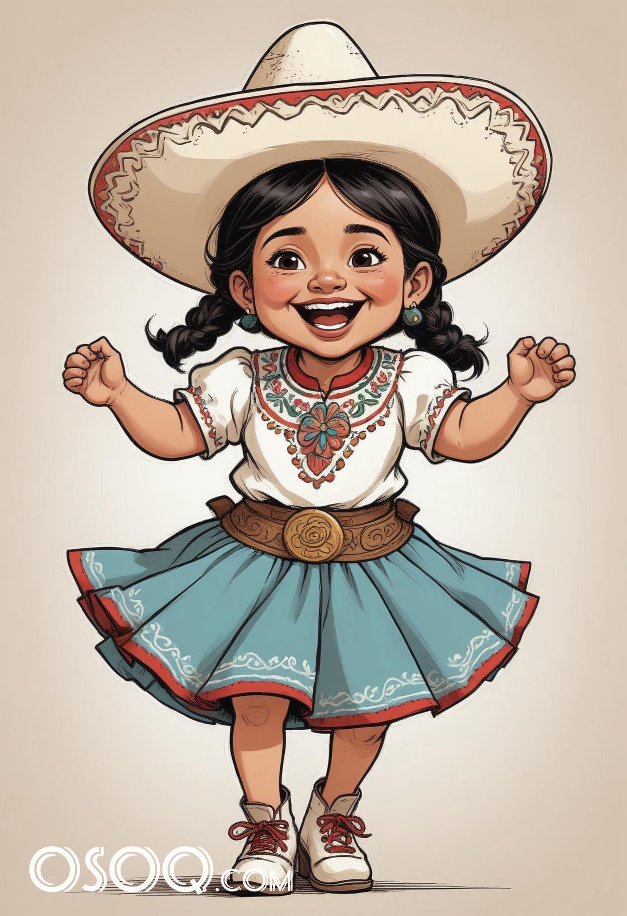 Mexican child cartoon caricature drawing 13