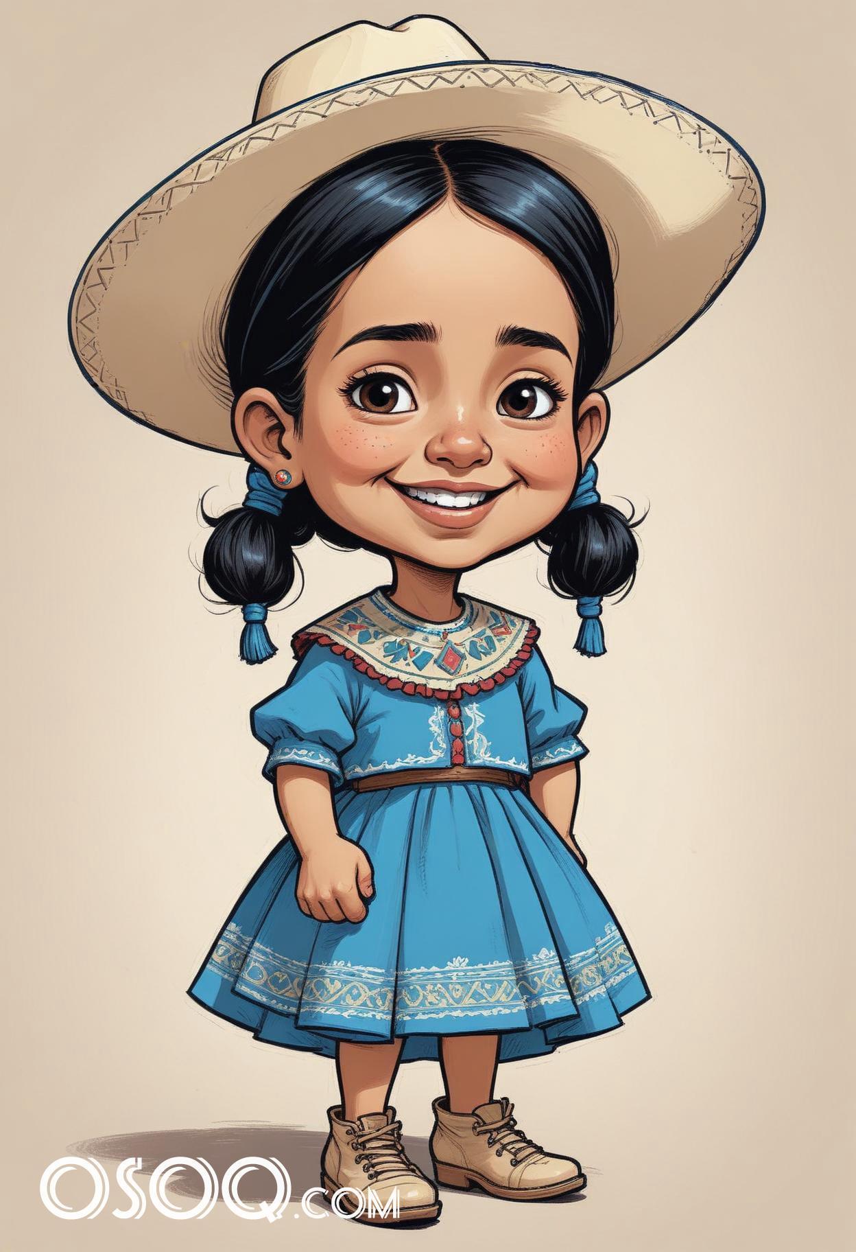 Mexican child cartoon caricature drawing 14