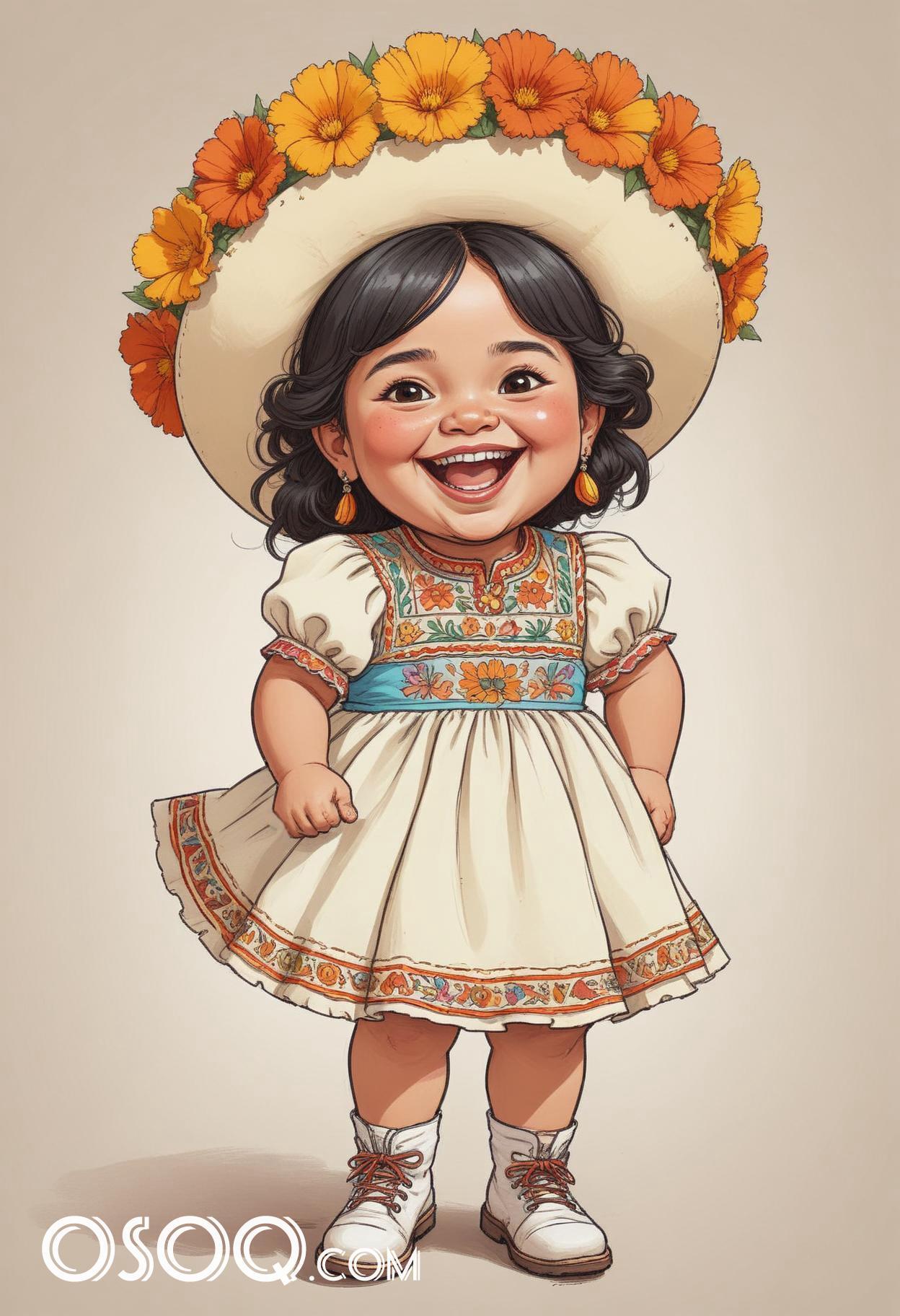 Mexican child cartoon caricature drawing 15