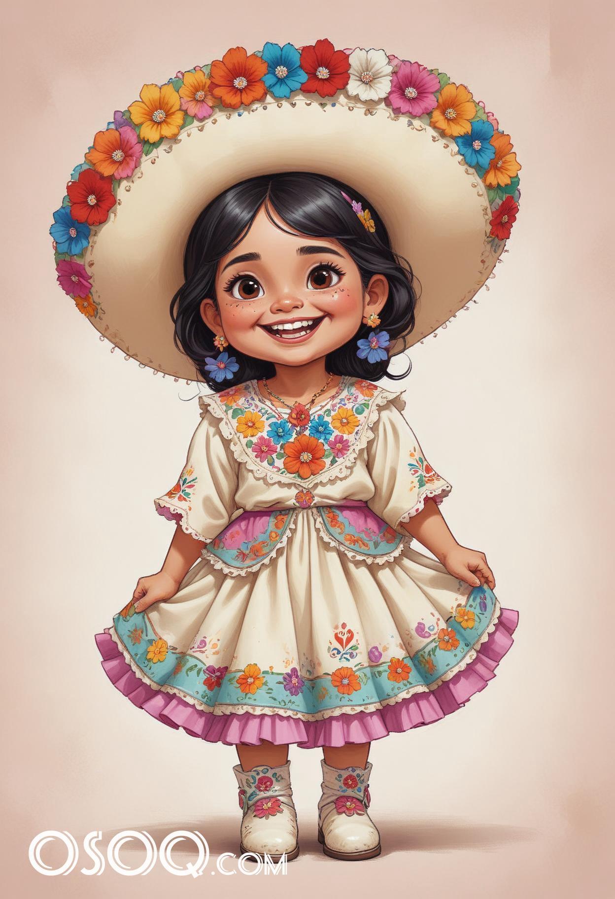 Mexican child cartoon caricature drawing 16