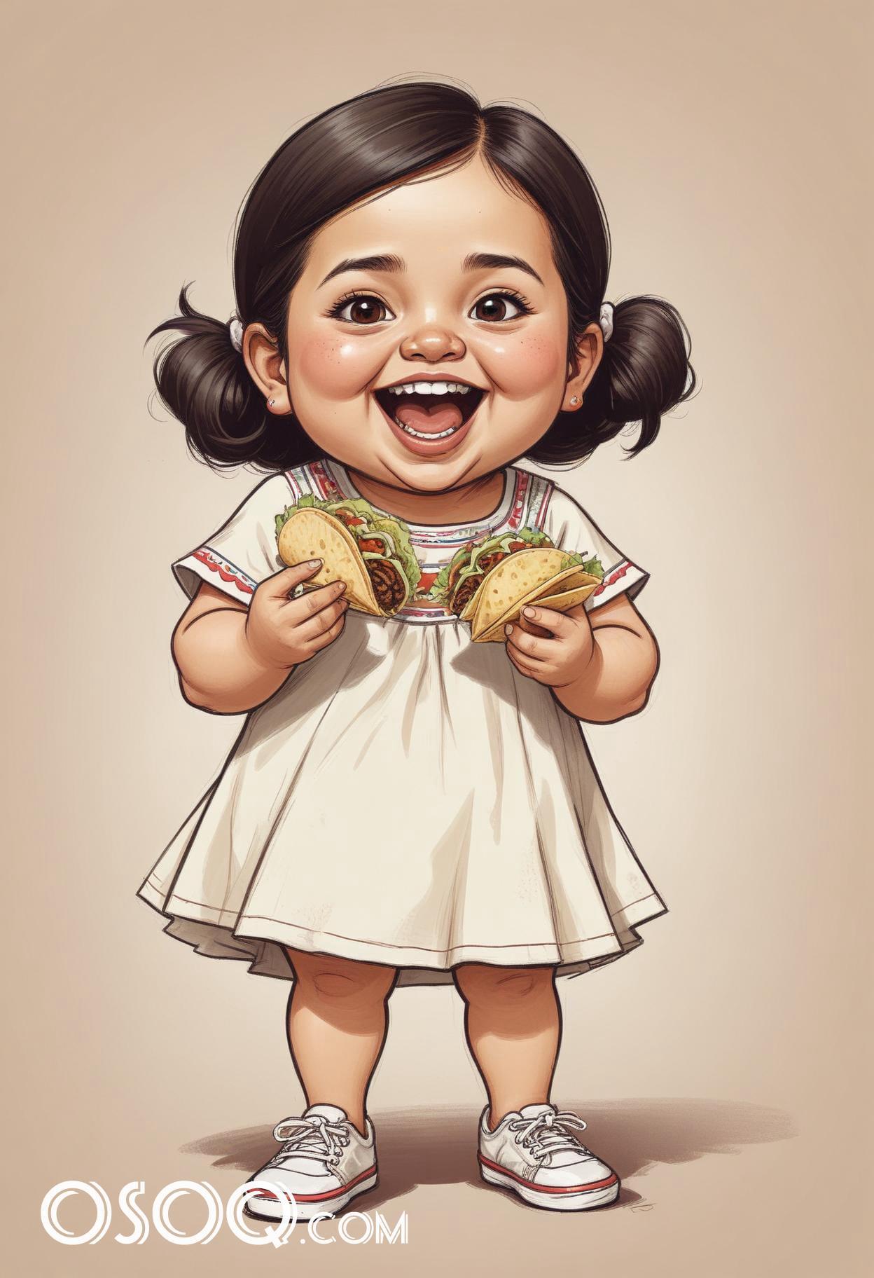 Mexican child cartoon caricature drawing 20