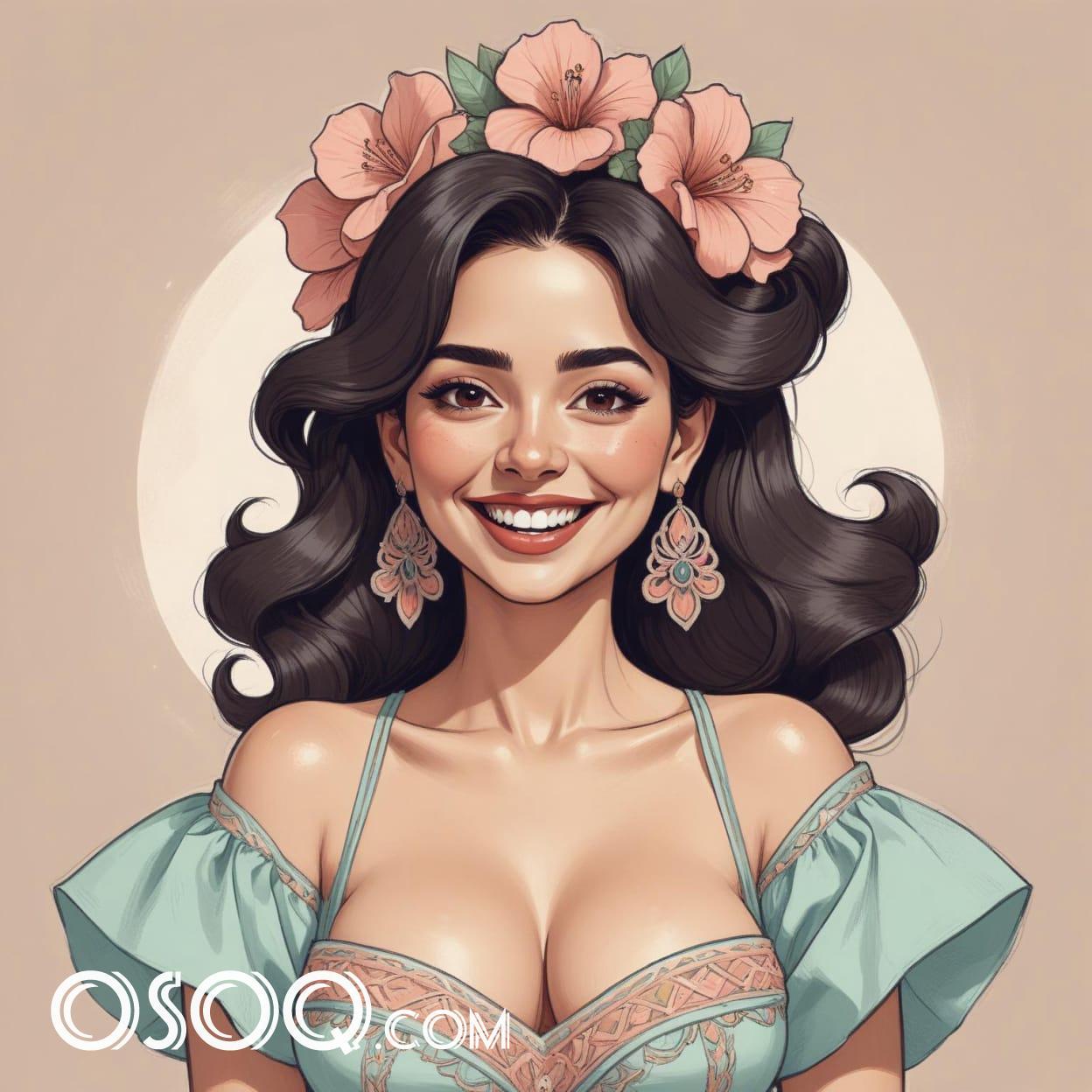 Mexican girl cartoon caricature drawing art 10