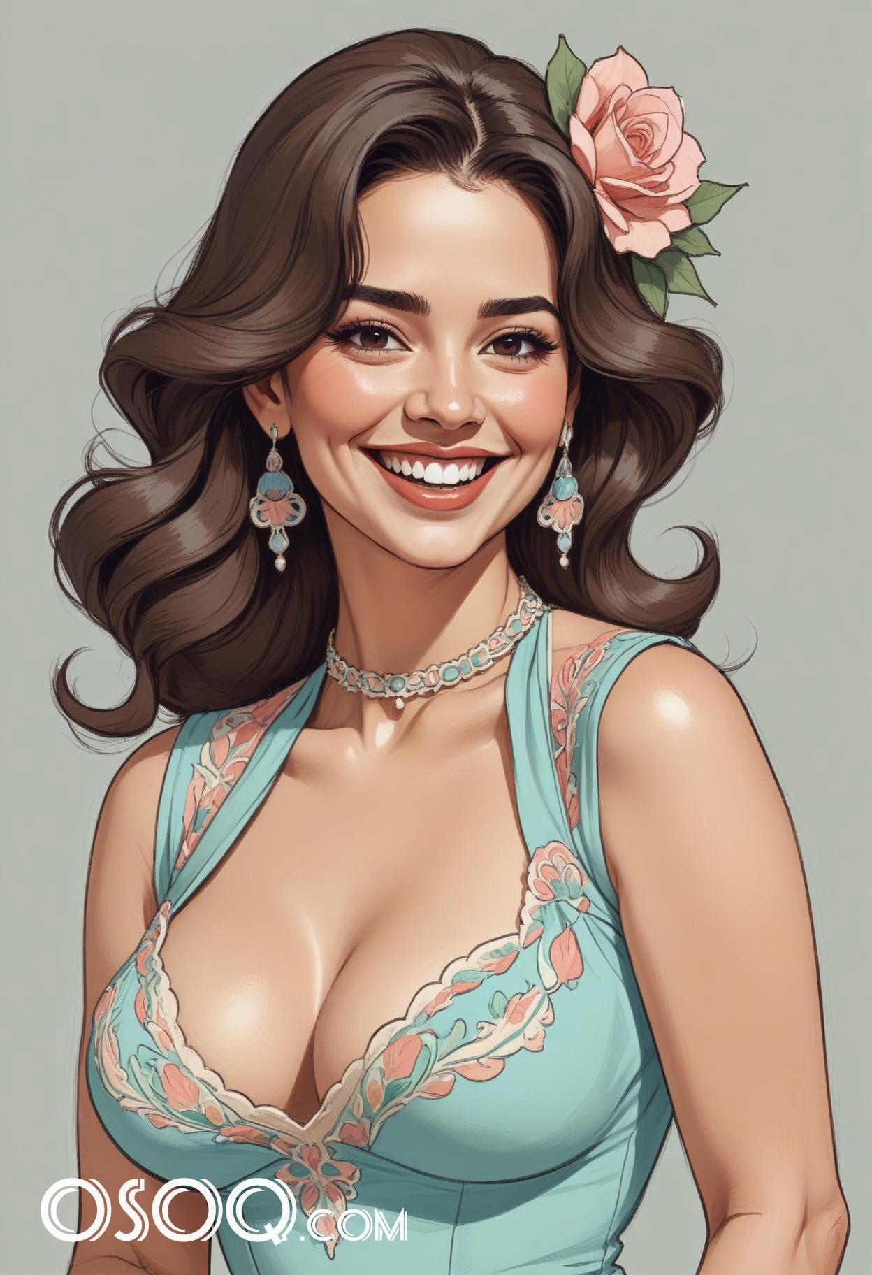 Mexican girl cartoon caricature drawing 10