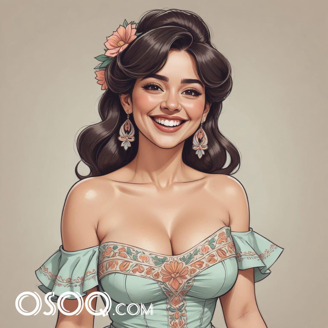 Mexican girl cartoon caricature drawing 12