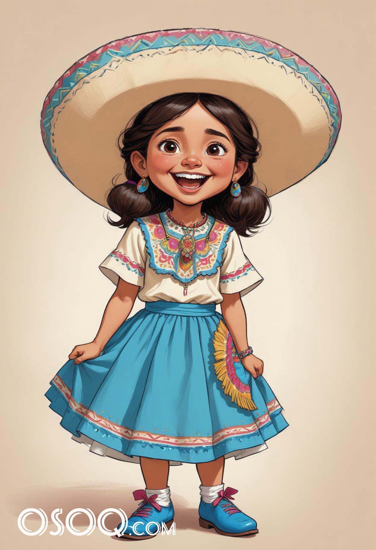 Mexican kid cartoon caricature drawing 02