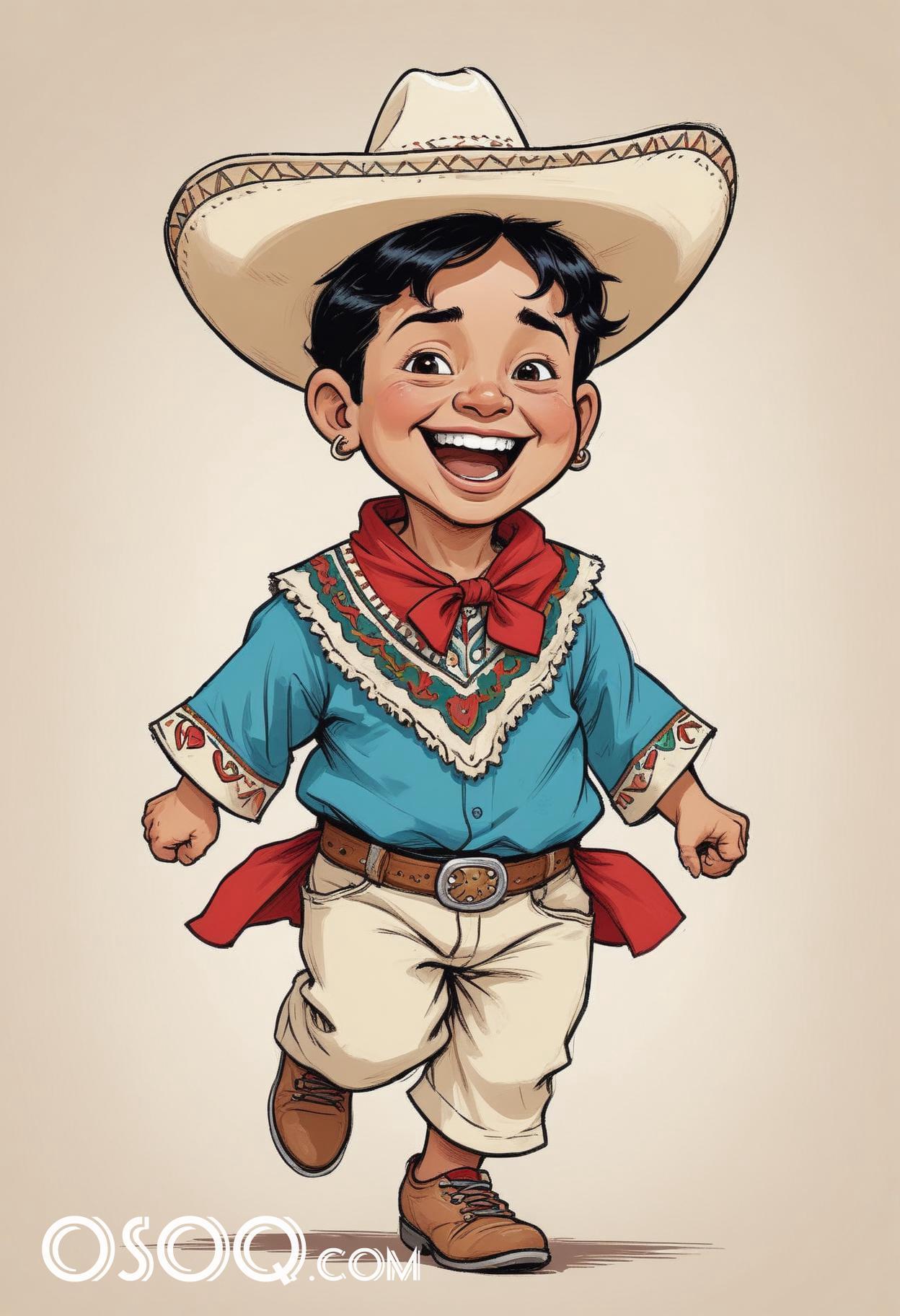 Mexican kid cartoon caricature drawing 03